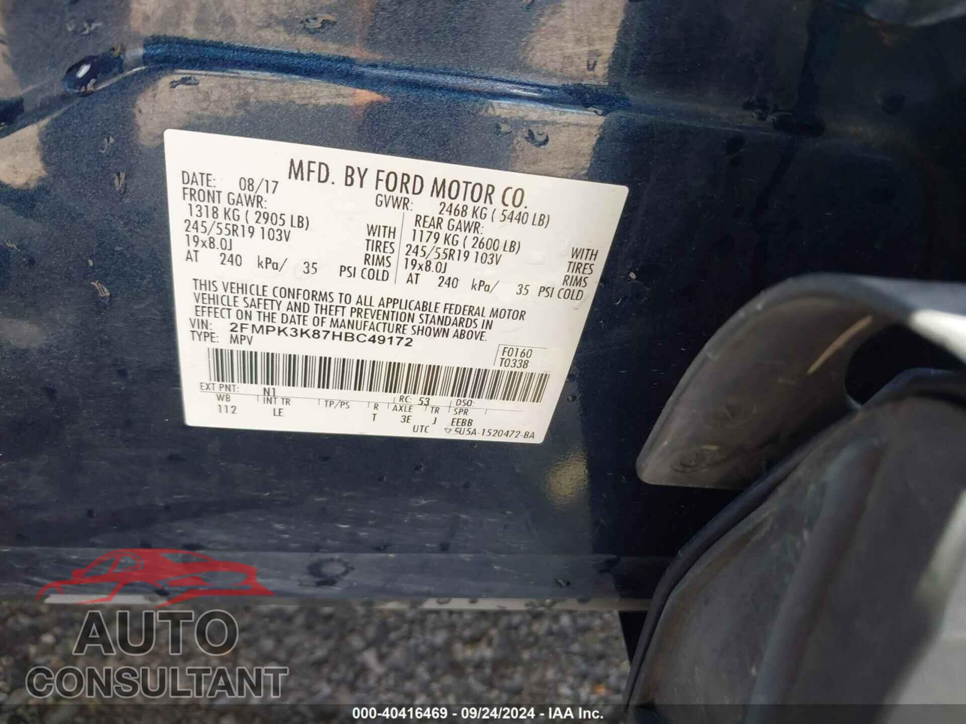 FORD EDGE 2017 - 2FMPK3K87HBC49172