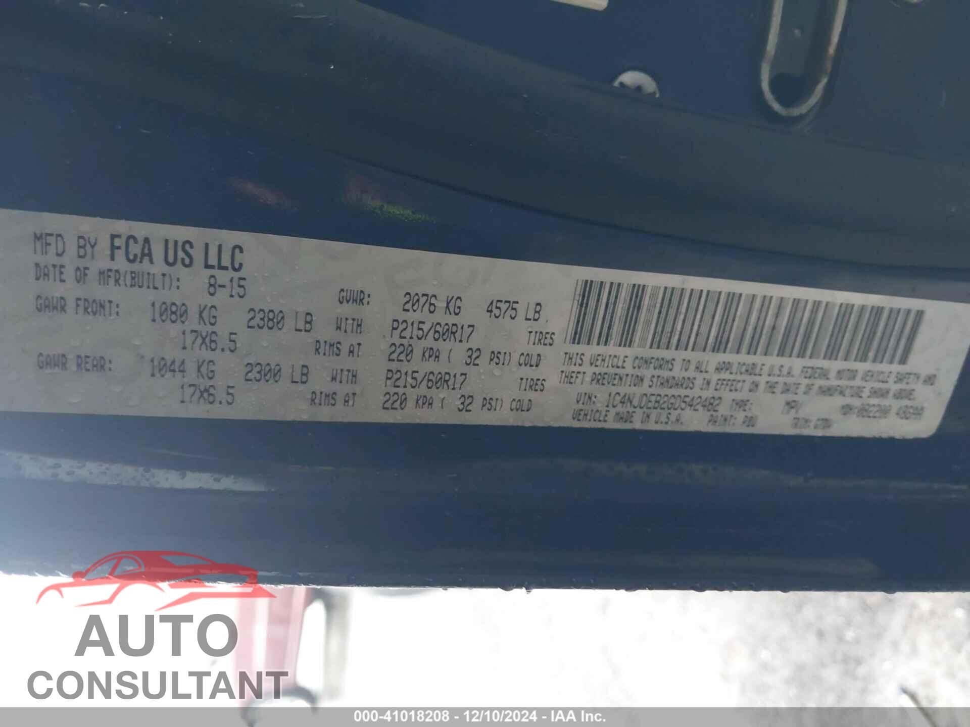 JEEP COMPASS 2016 - 1C4NJDEB2GD542482