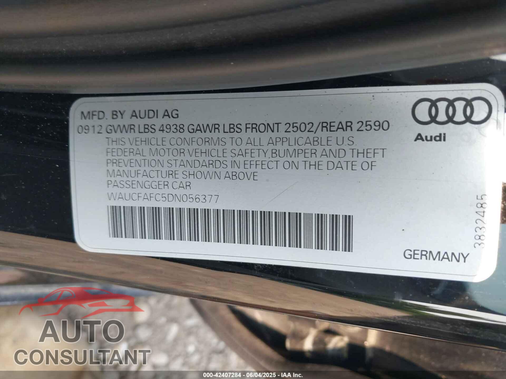 AUDI A6 2013 - WAUCFAFC5DN056377
