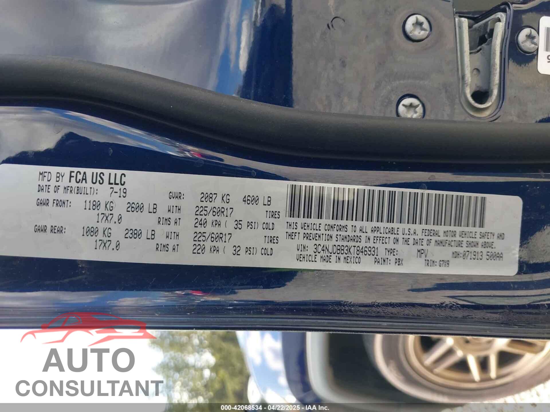 JEEP COMPASS 2019 - 3C4NJDBB3KT846931