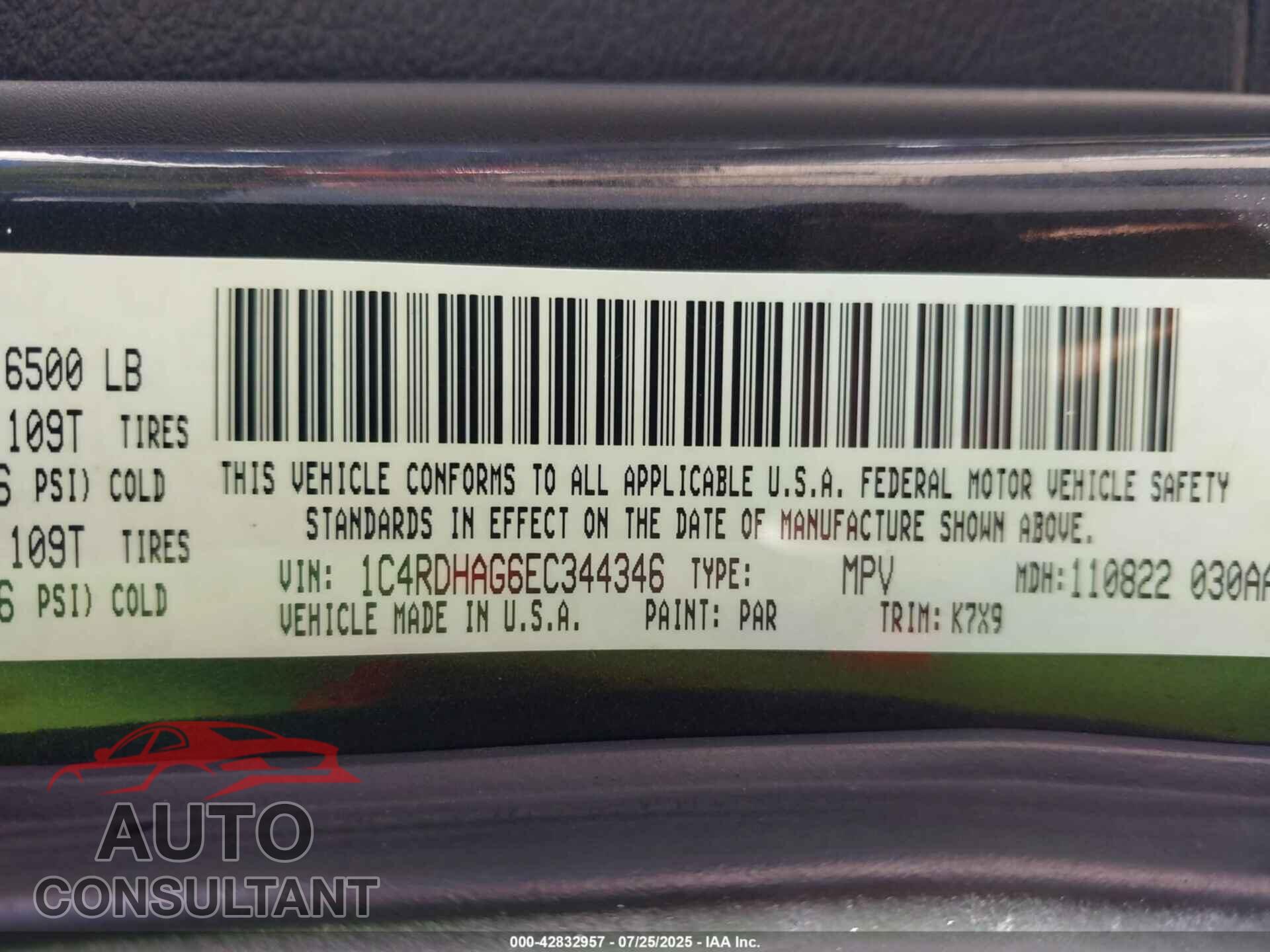 DODGE DURANGO 2014 - 1C4RDHAG6EC344346