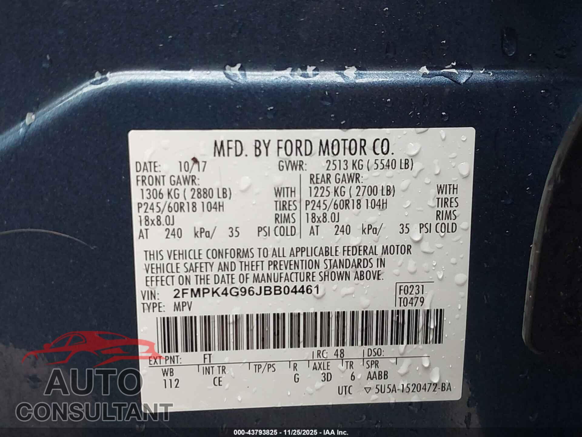 FORD EDGE 2018 - 2FMPK4G96JBB04461