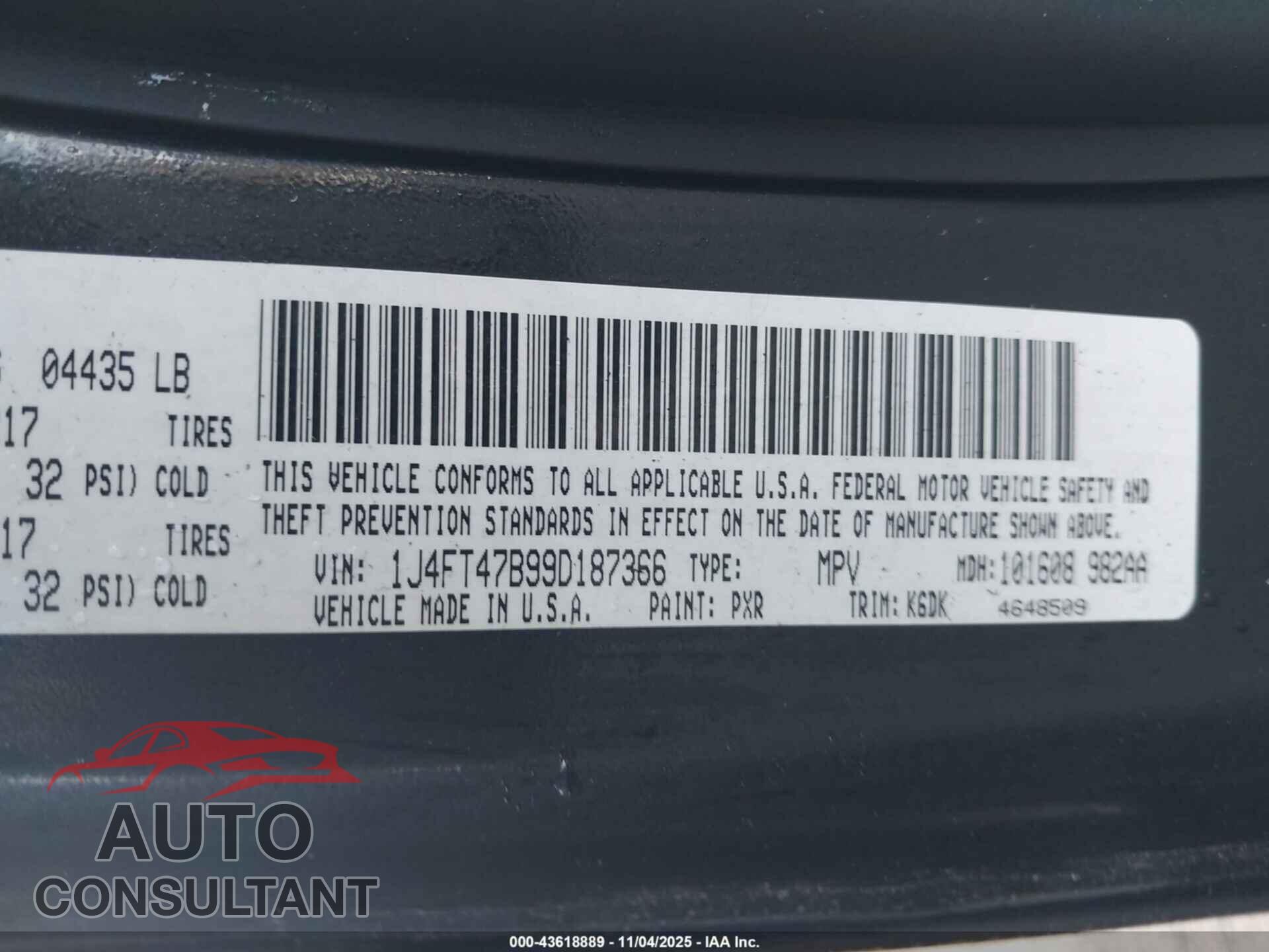JEEP COMPASS 2009 - 1J4FT47B99D187366