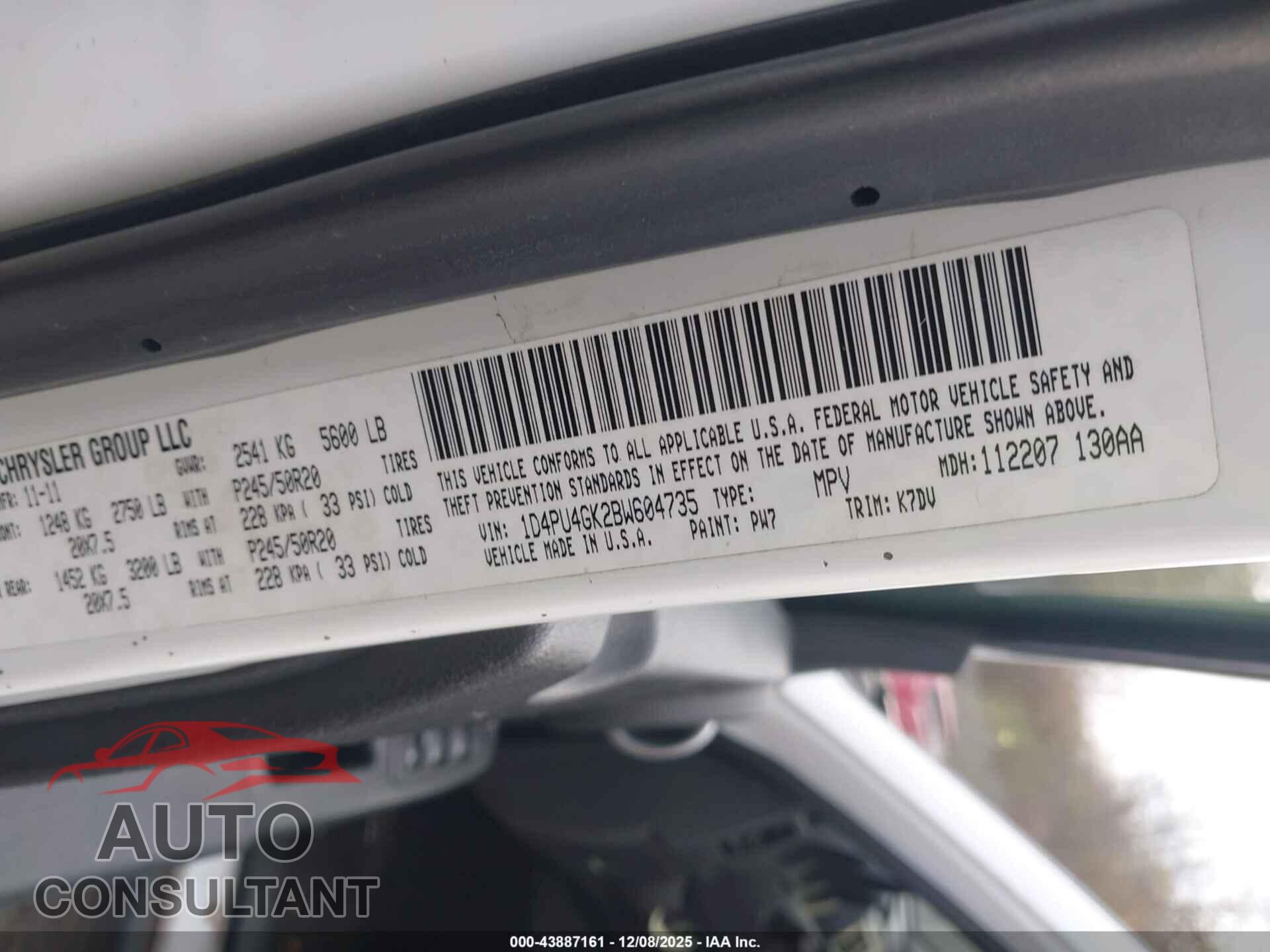 DODGE NITRO 2011 - 1D4PU4GK2BW604735
