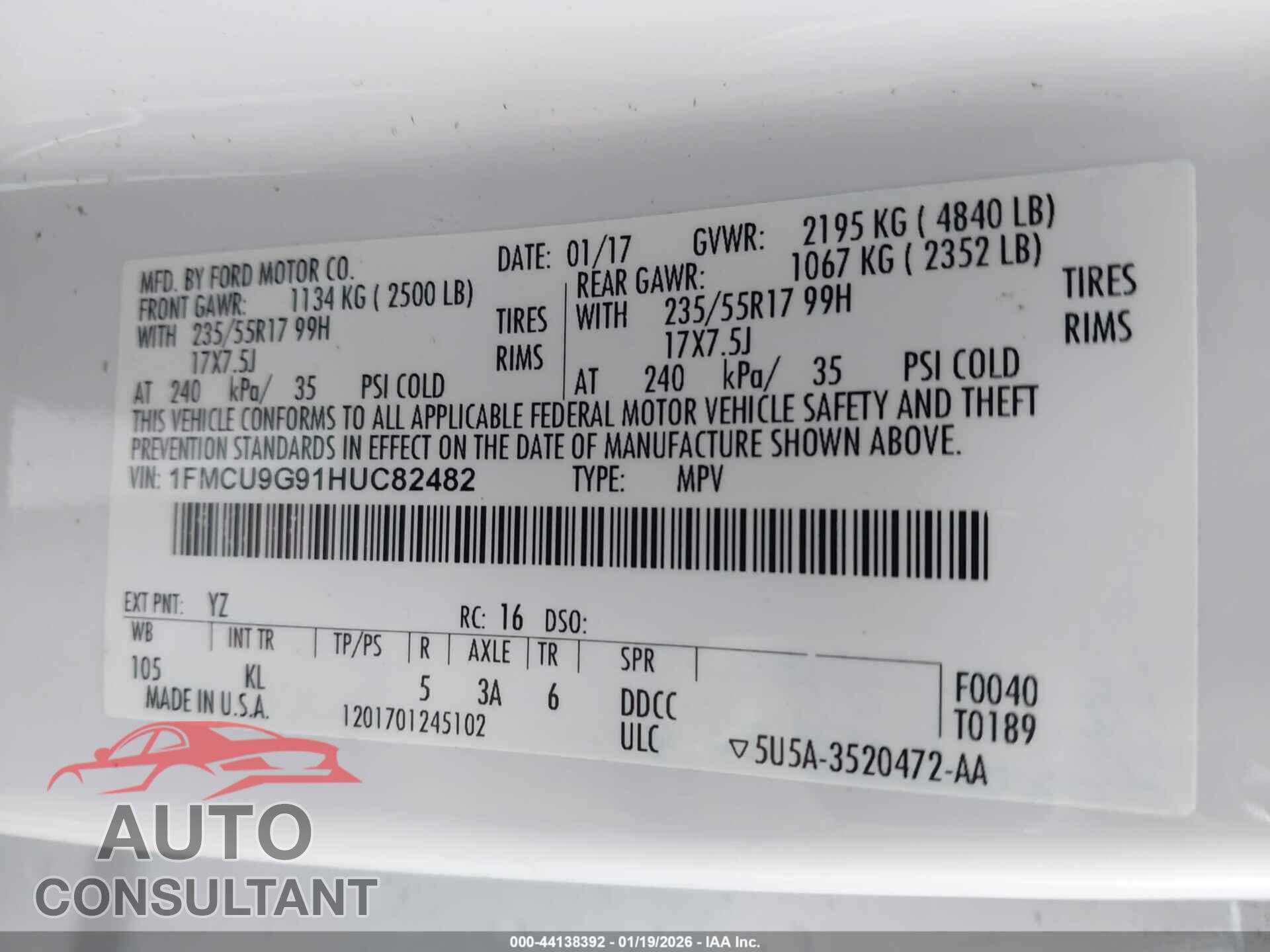 FORD ESCAPE 2012 - 1FMCU0D77CKB32041