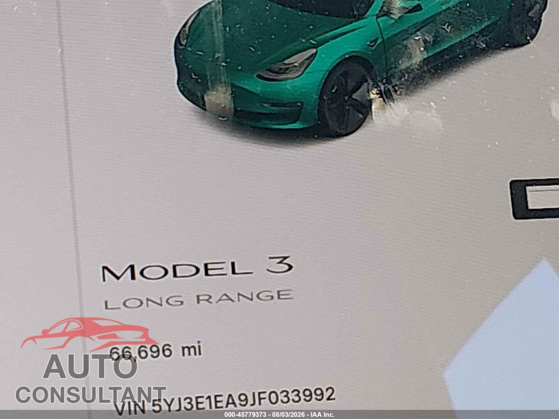 TESLA MODEL 3 2018 - 5YJ3E1EA9JF033992