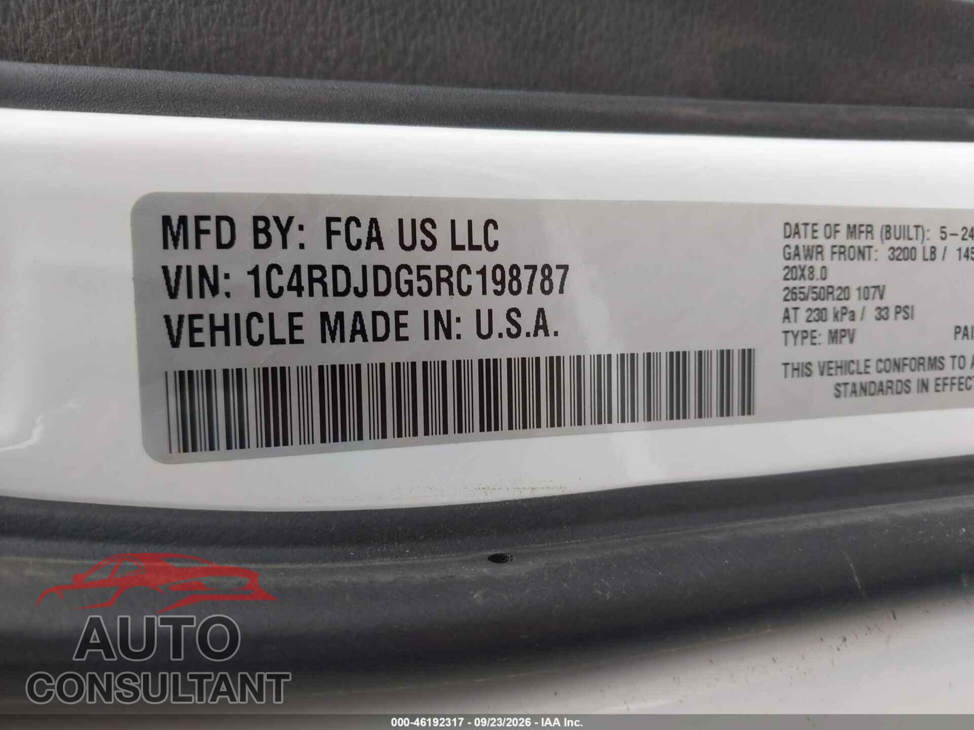 DODGE DURANGO 2024 - 1C4RDJDG5RC198787