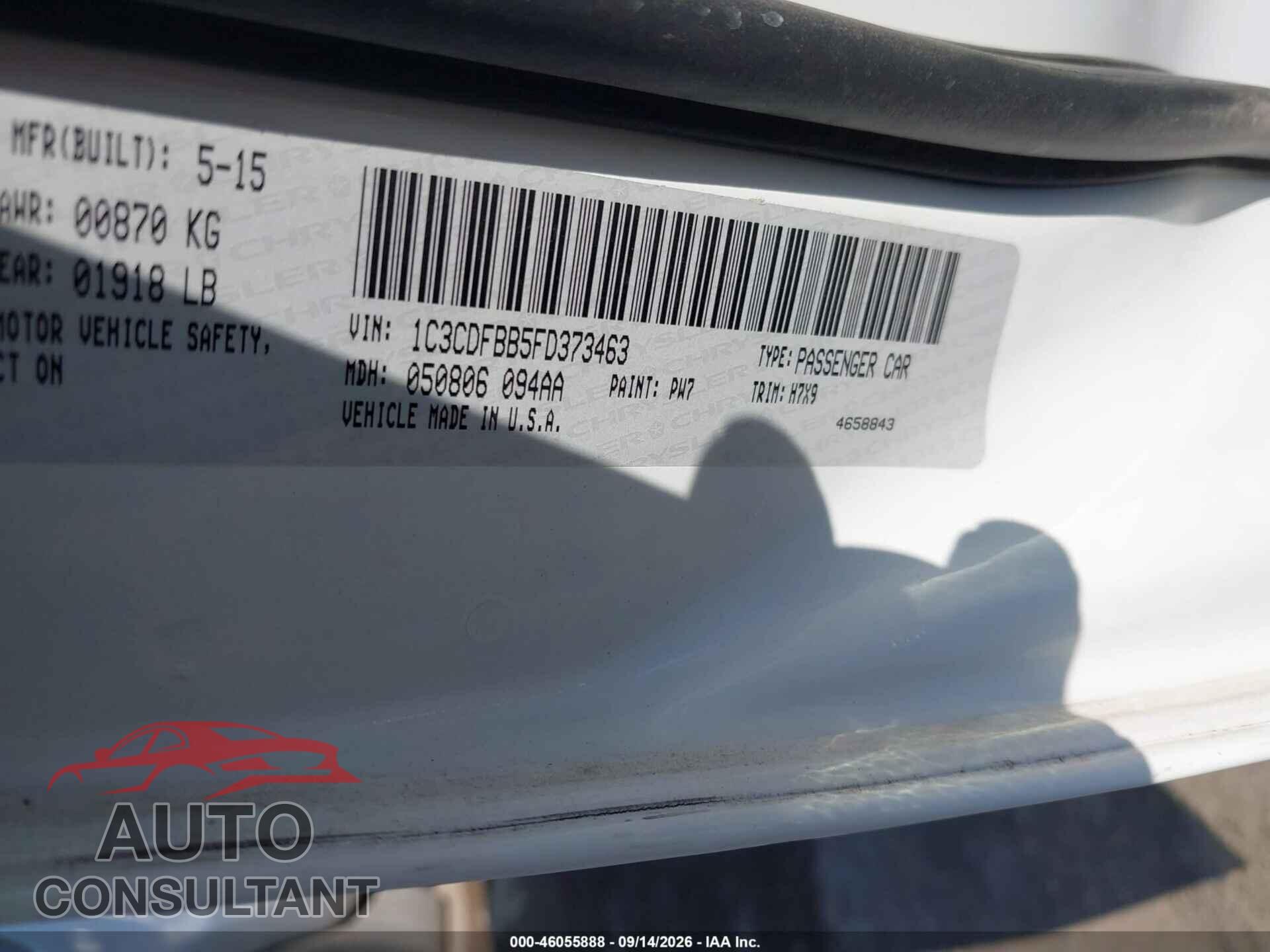 DODGE DART 2015 - 1C3CDFBB5FD373463