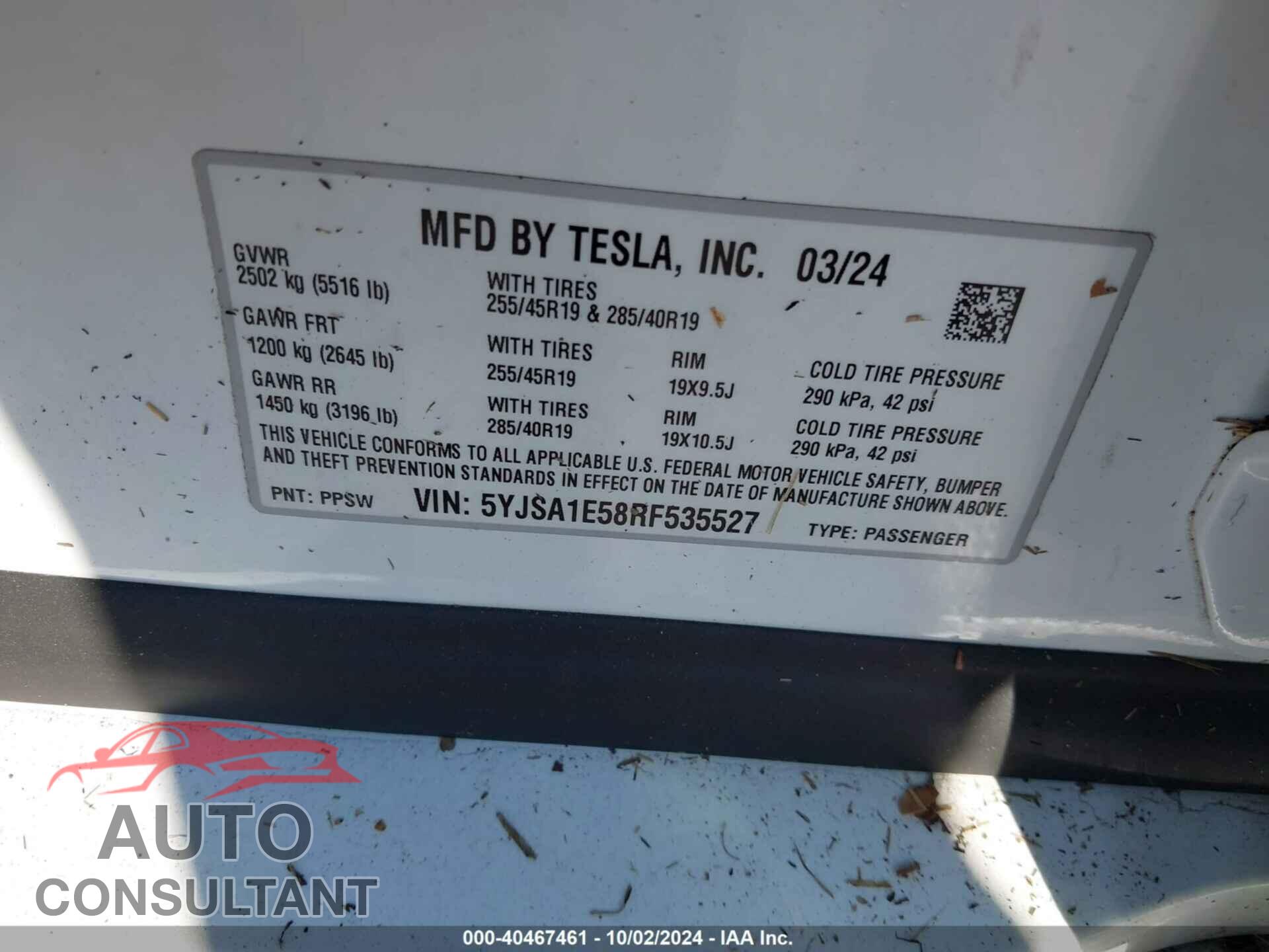 TESLA MODEL S 2024 - 5YJSA1E58RF535527