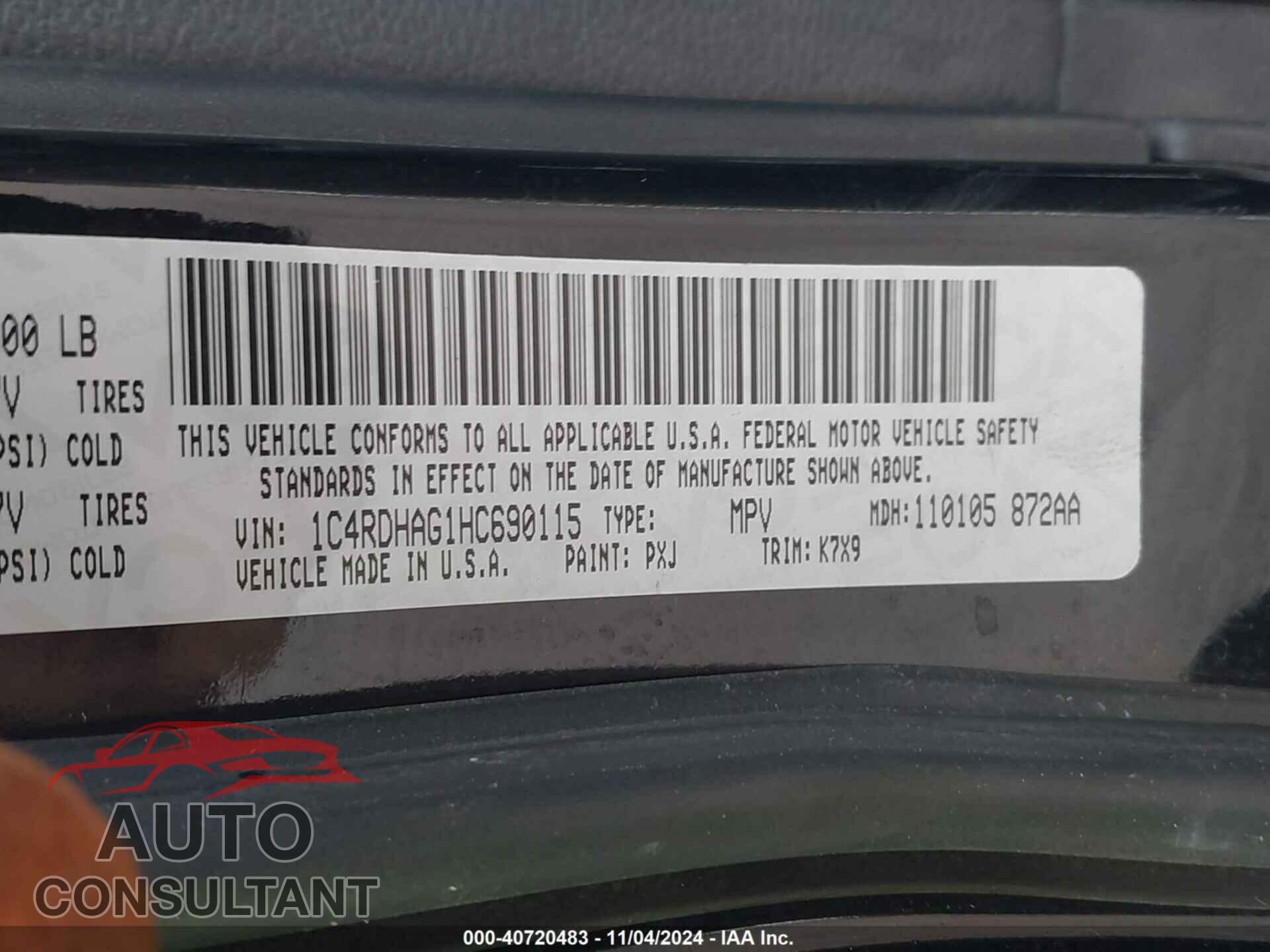 DODGE DURANGO 2017 - 1C4RDHAG1HC690115