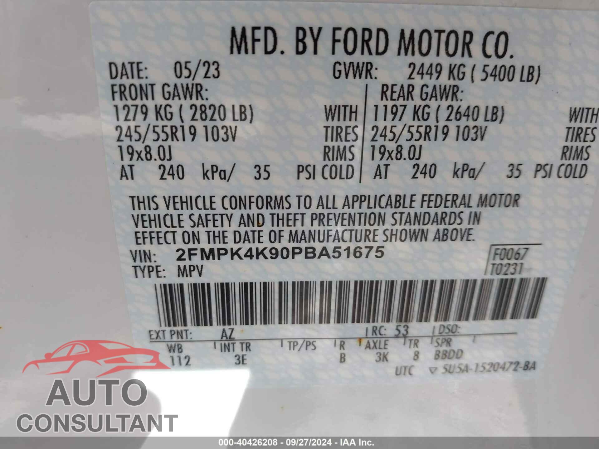 FORD EDGE 2023 - 2FMPK4K90PBA51675