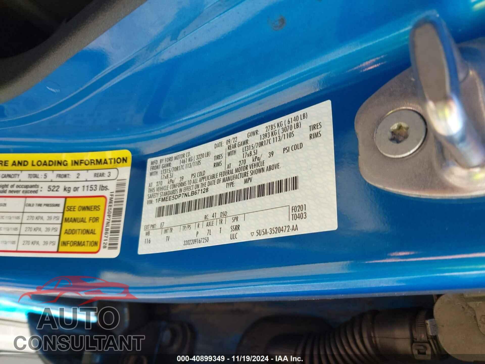 FORD BRONCO 2022 - 1FMEE5DP7NLB67128