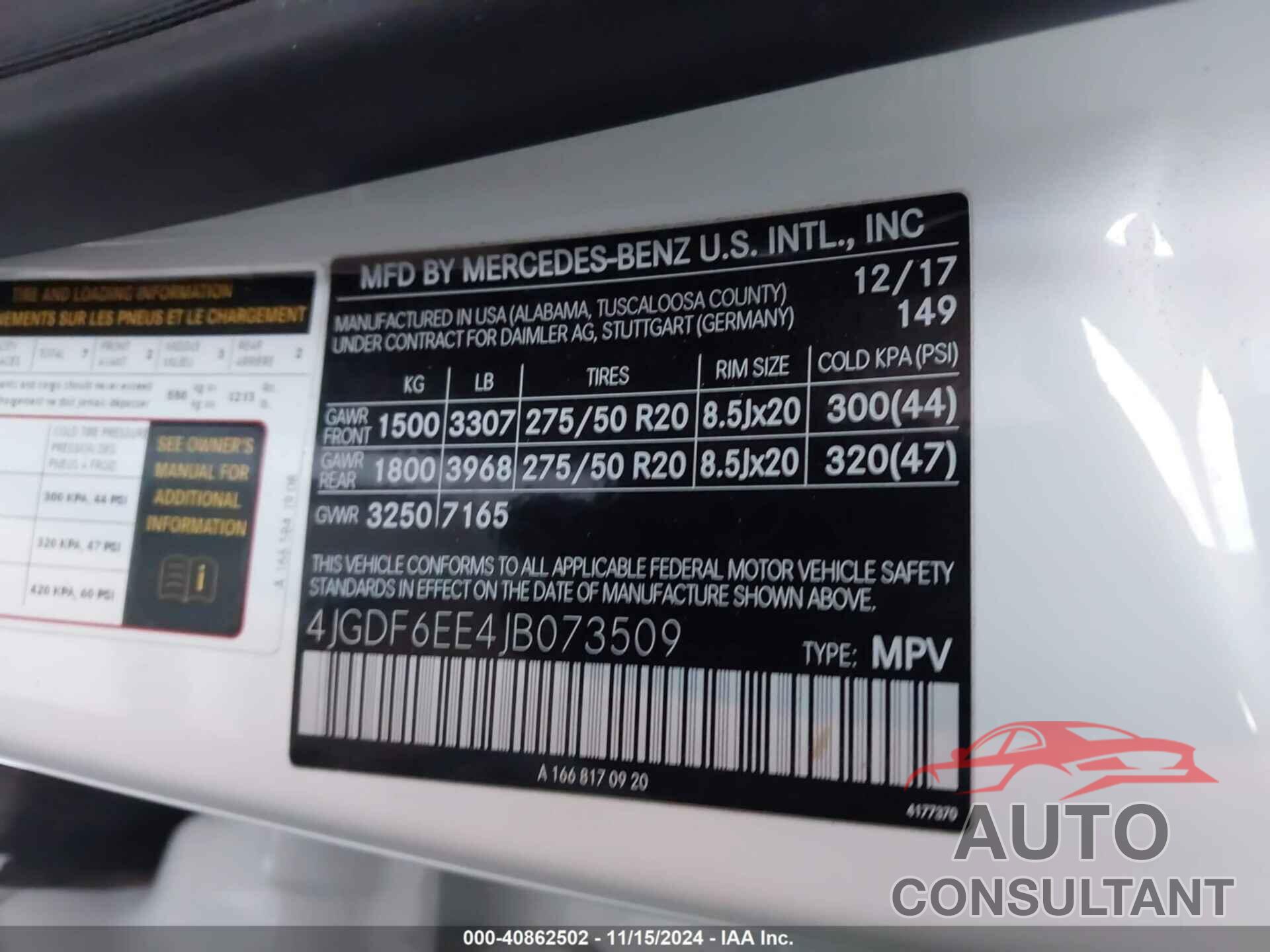 MERCEDES-BENZ GLS 450 2018 - 4JGDF6EE4JB073509