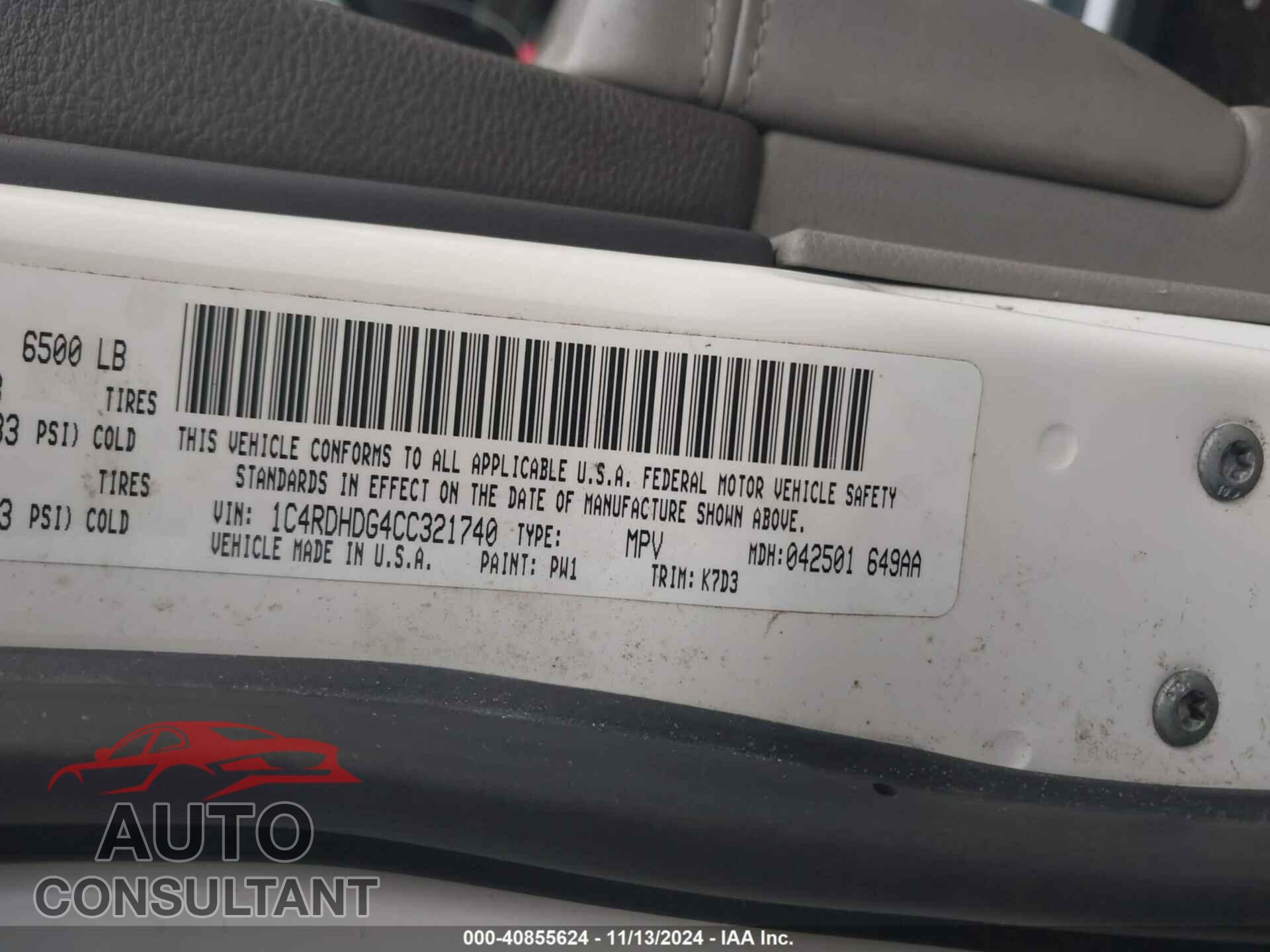 DODGE DURANGO 2012 - 1C4RDHDG4CC321740