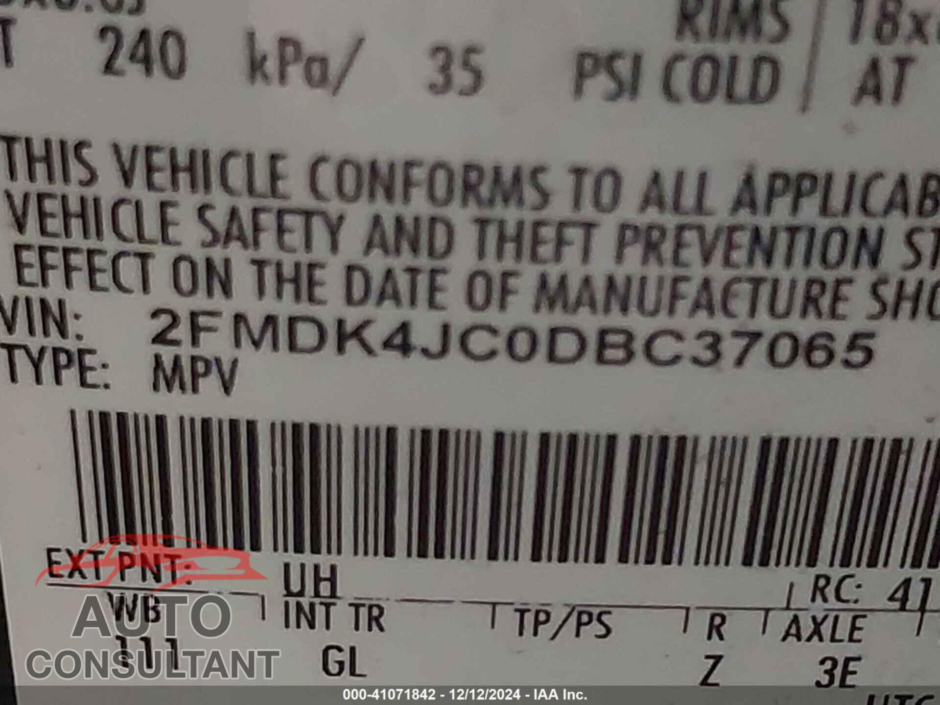 FORD EDGE 2013 - 2FMDK4JC0DBC37065
