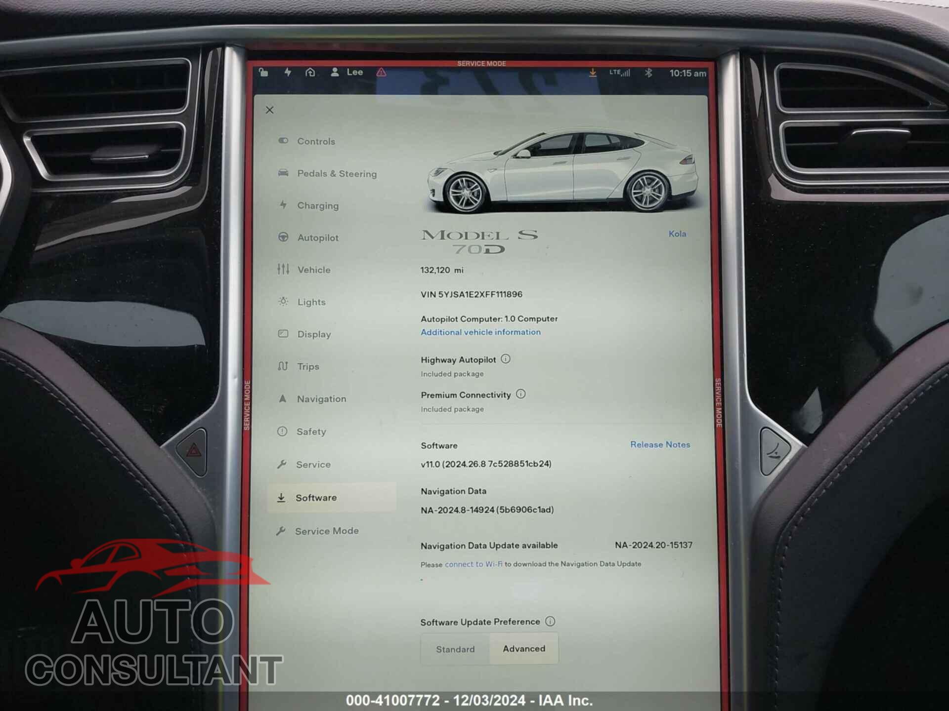 TESLA MODEL S 2015 - 5YJSA1E2XFF111896