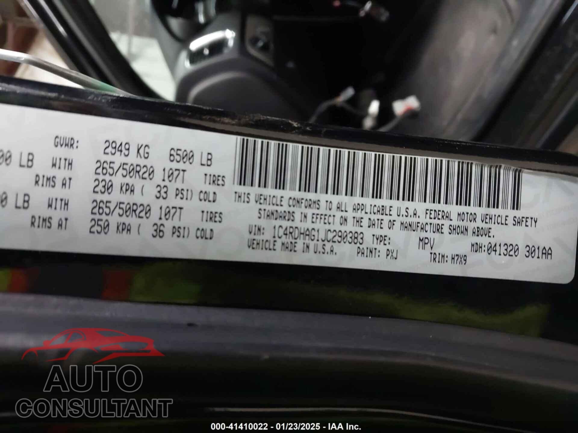 DODGE DURANGO 2018 - 1C4RDHAG1JC290383