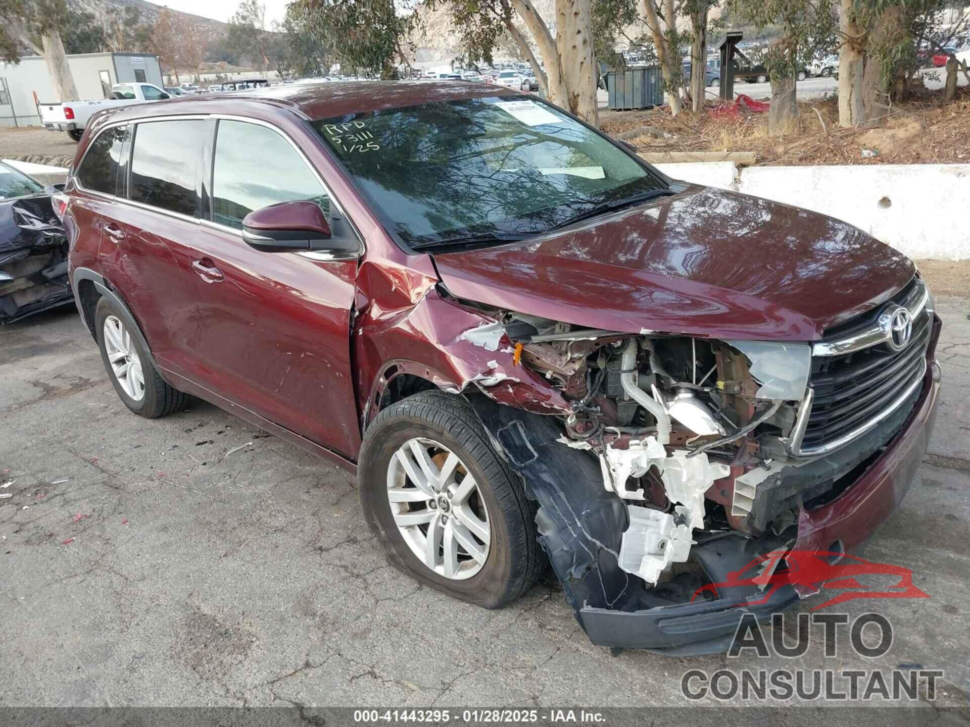 TOYOTA HIGHLANDER 2016 - 5TDZKRFH5GS123156