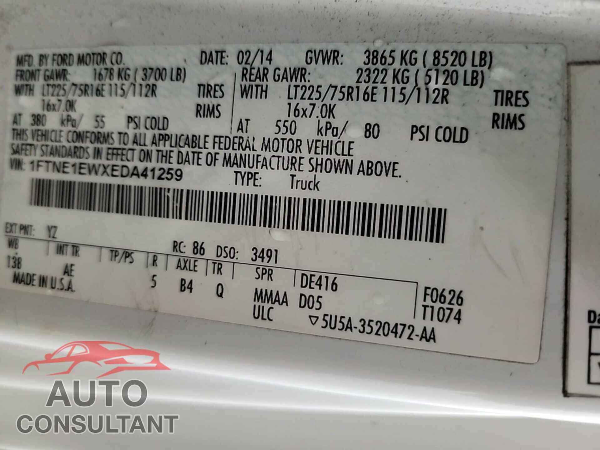 FORD E-150 2014 - 1FTNE1EWXEDA41259
