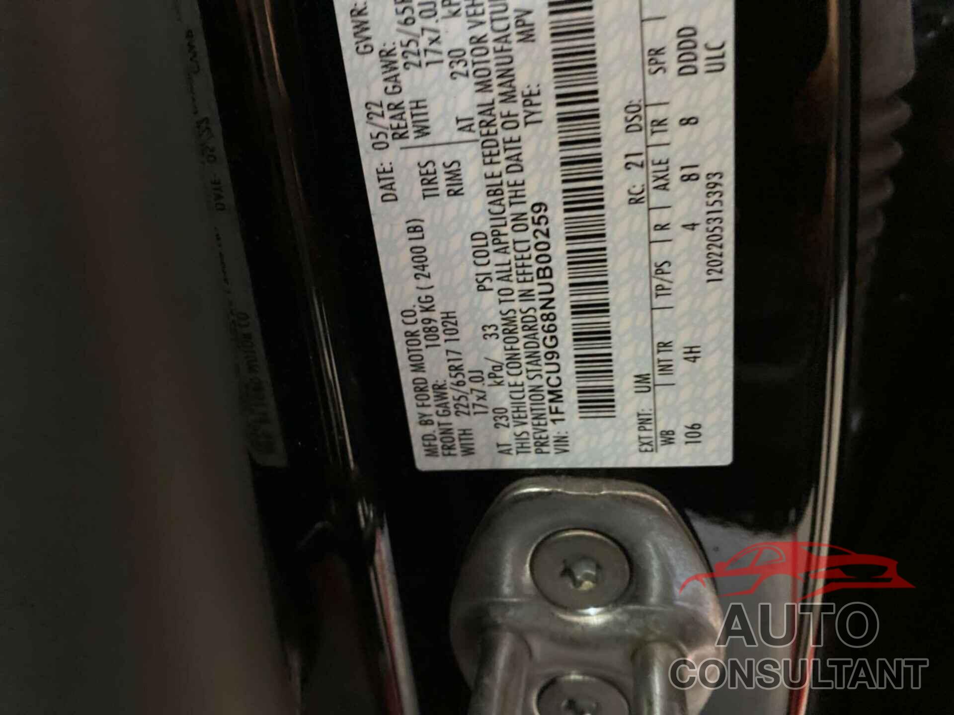 FORD ESCAPE 2022 - 1FMCU9G68NUB00259