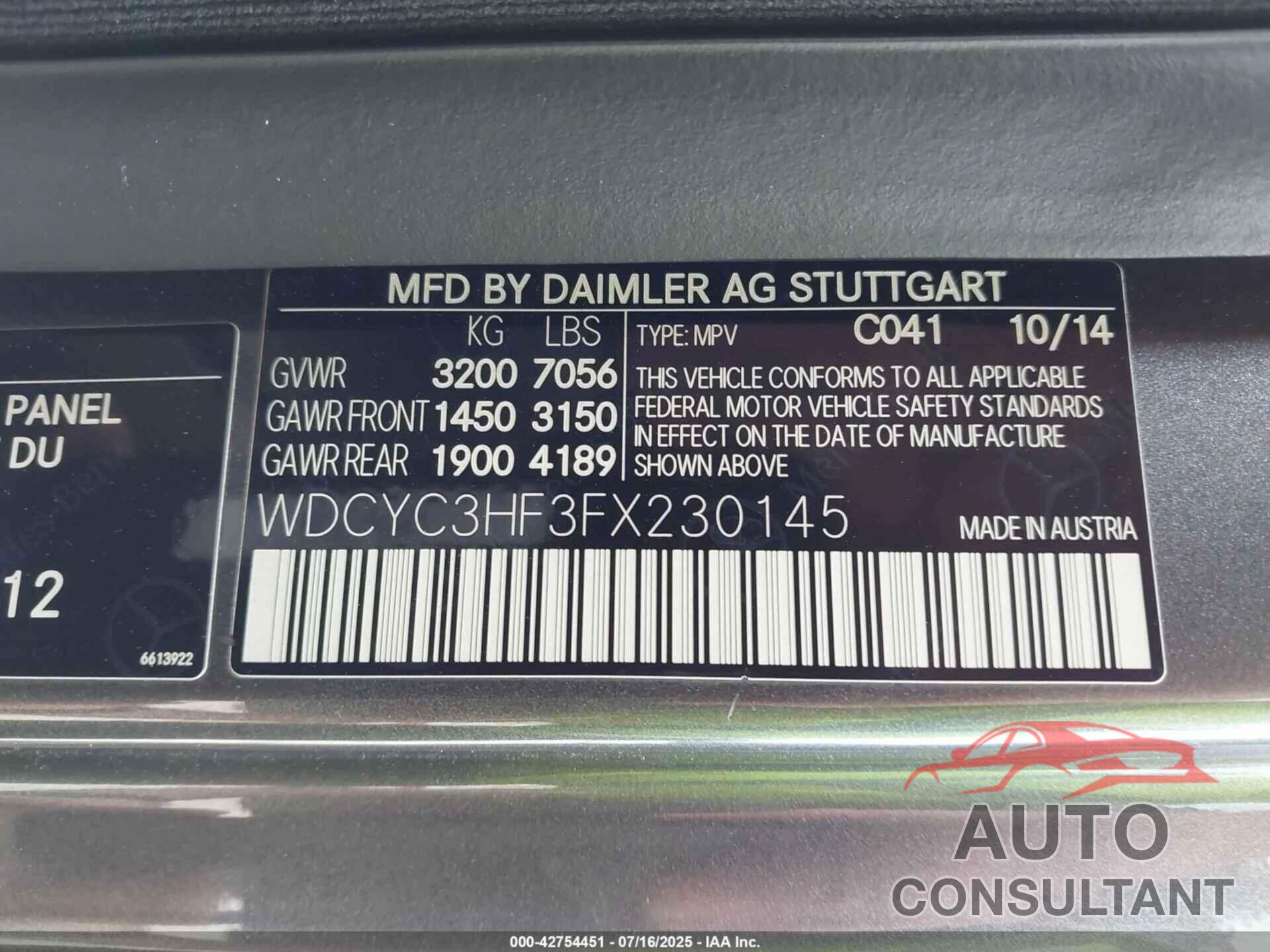 MERCEDES-BENZ G 550 2015 - WDCYC3HF3FX230145