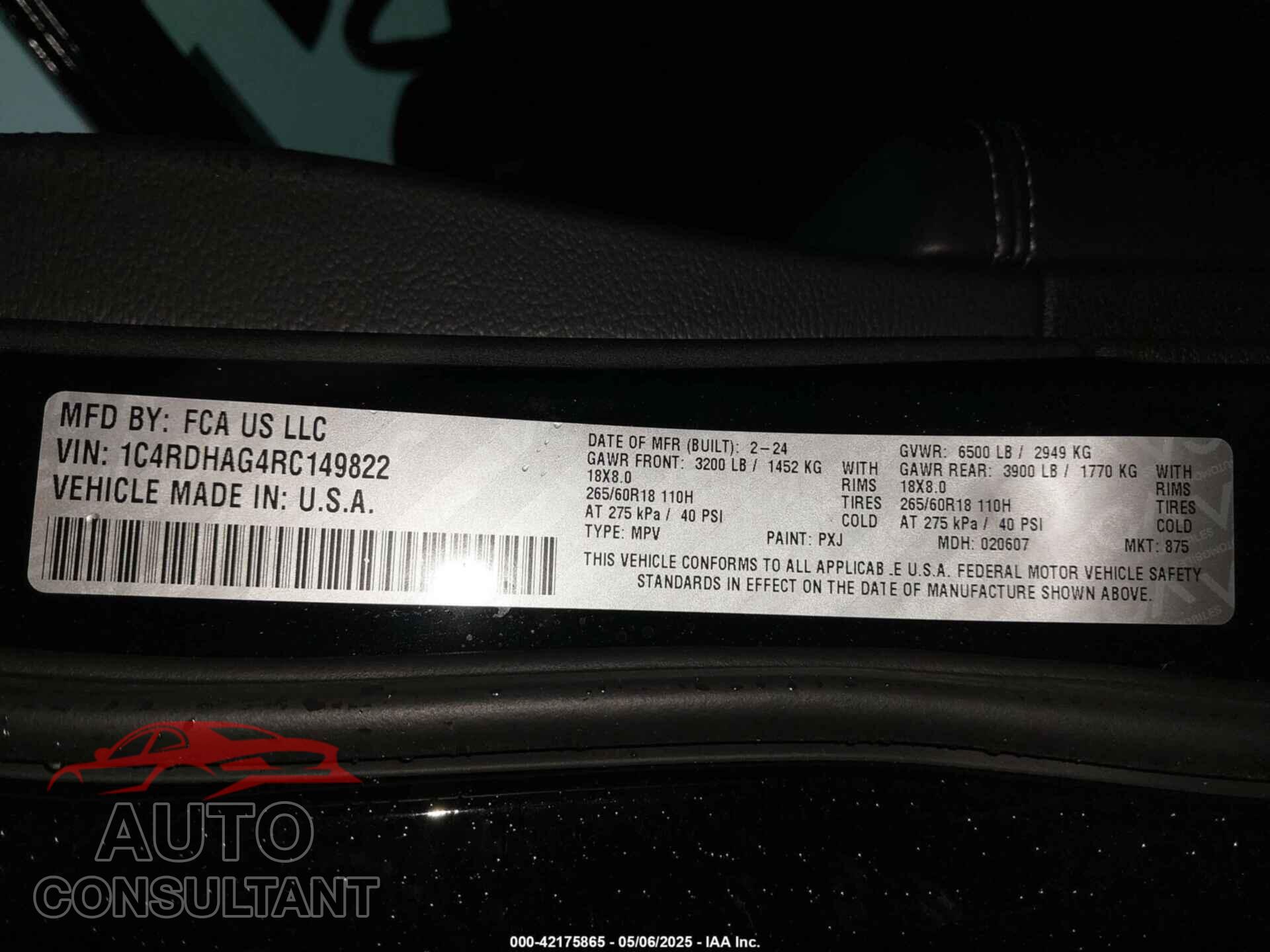DODGE DURANGO 2024 - 1C4RDHAG4RC149822