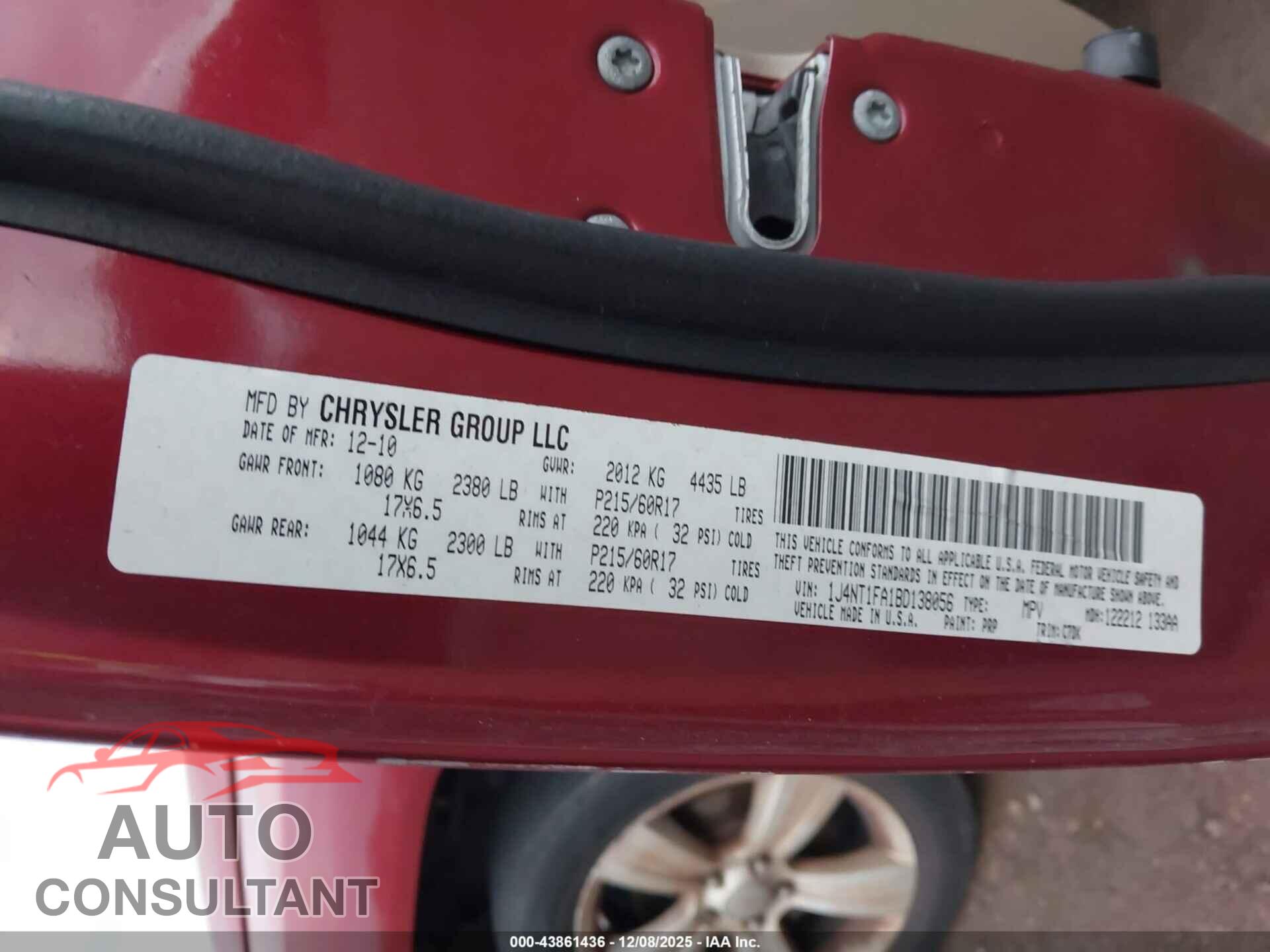 JEEP COMPASS 2011 - 1J4NT1FA1BD138056