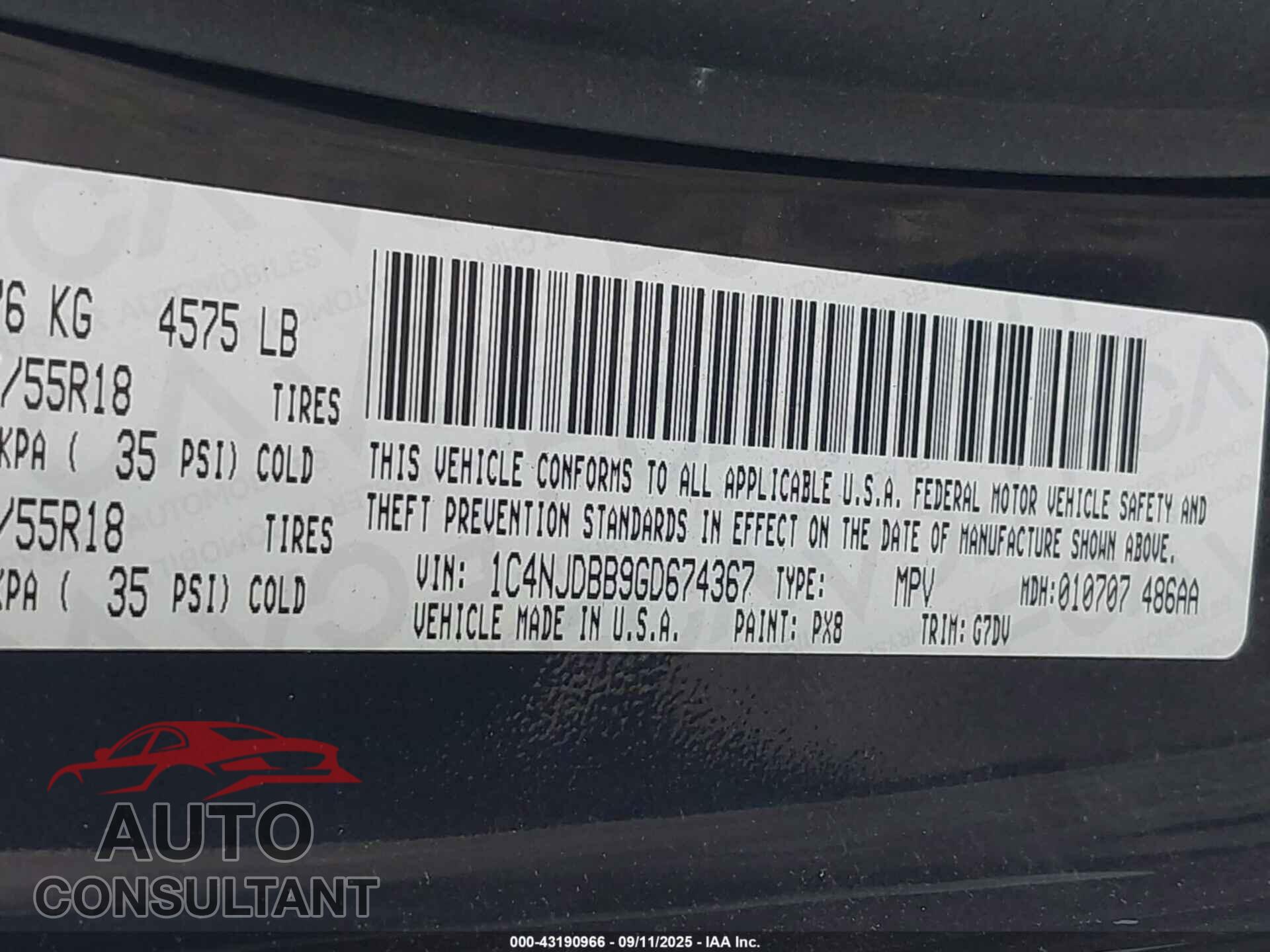 JEEP COMPASS 2016 - 1C4NJDBB9GD674367
