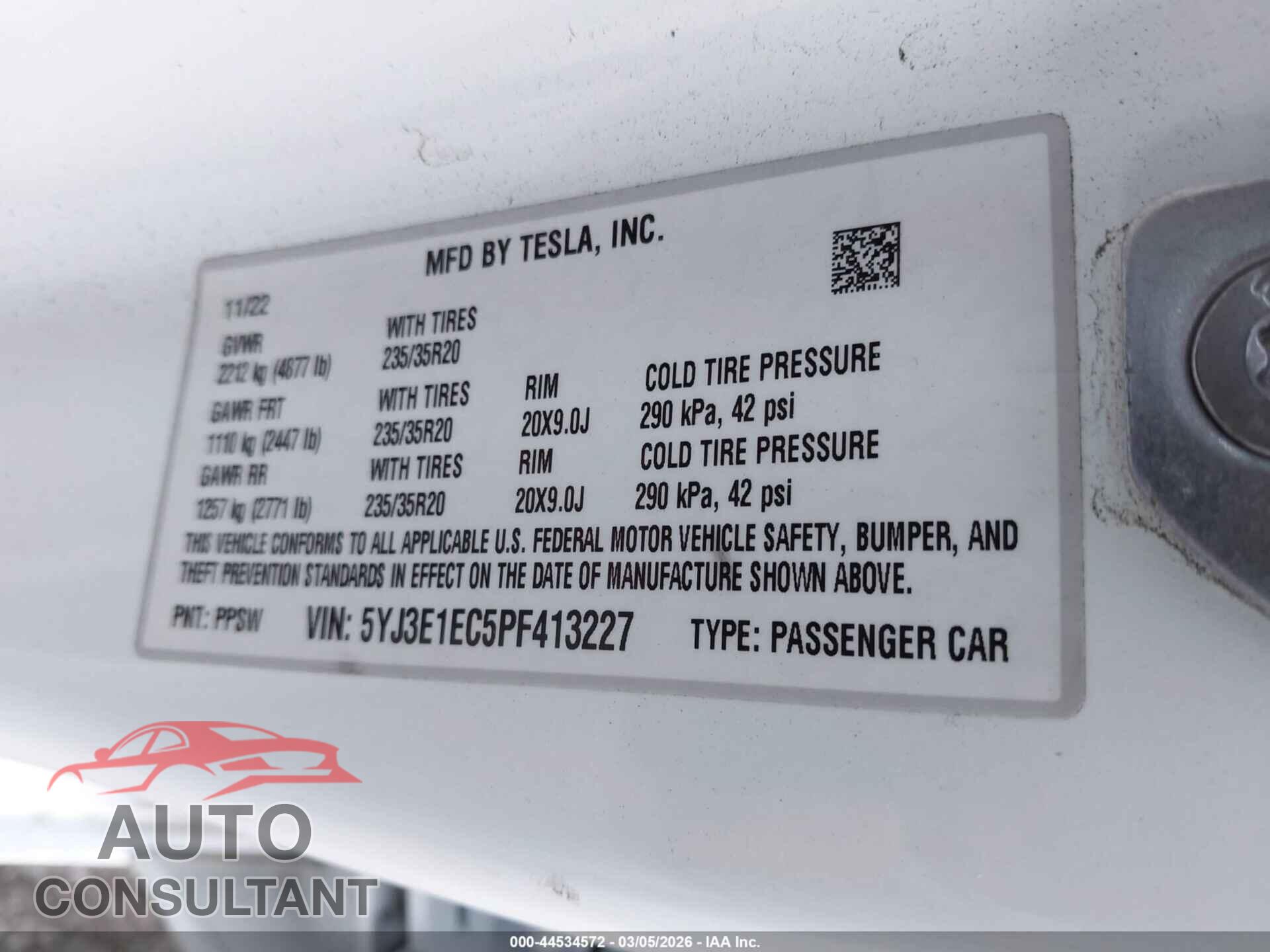 TESLA MODEL 3 2023 - 5YJ3E1EC5PF413227