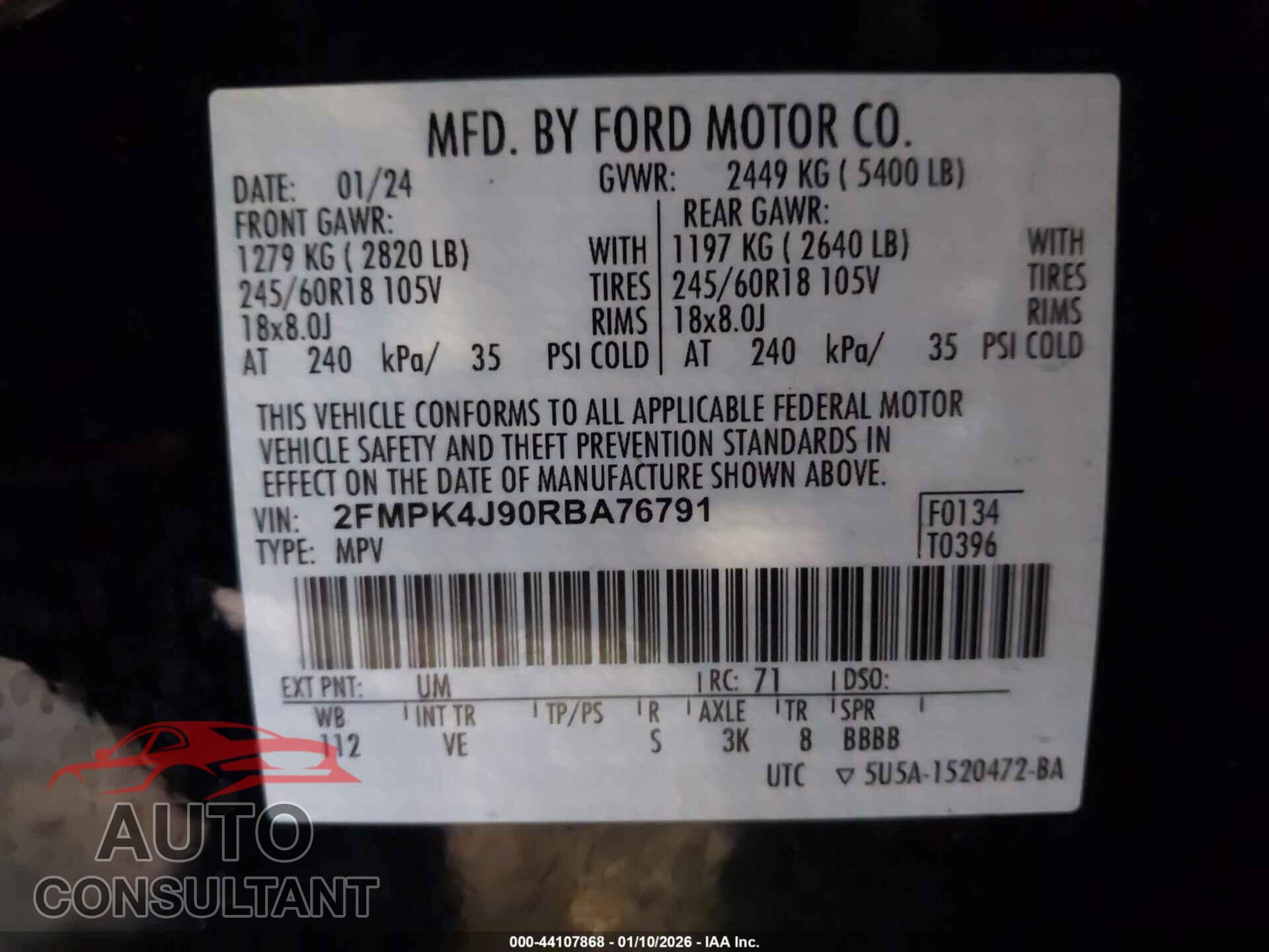 FORD EDGE 2024 - 2FMPK4J90RBA76791