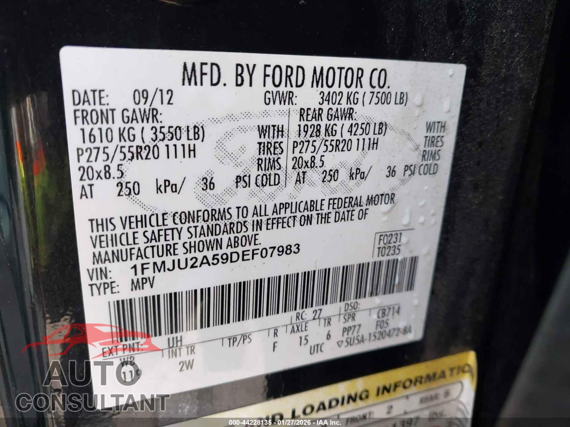 FORD EXPEDITION 2013 - 1FMJU2A59DEF07983
