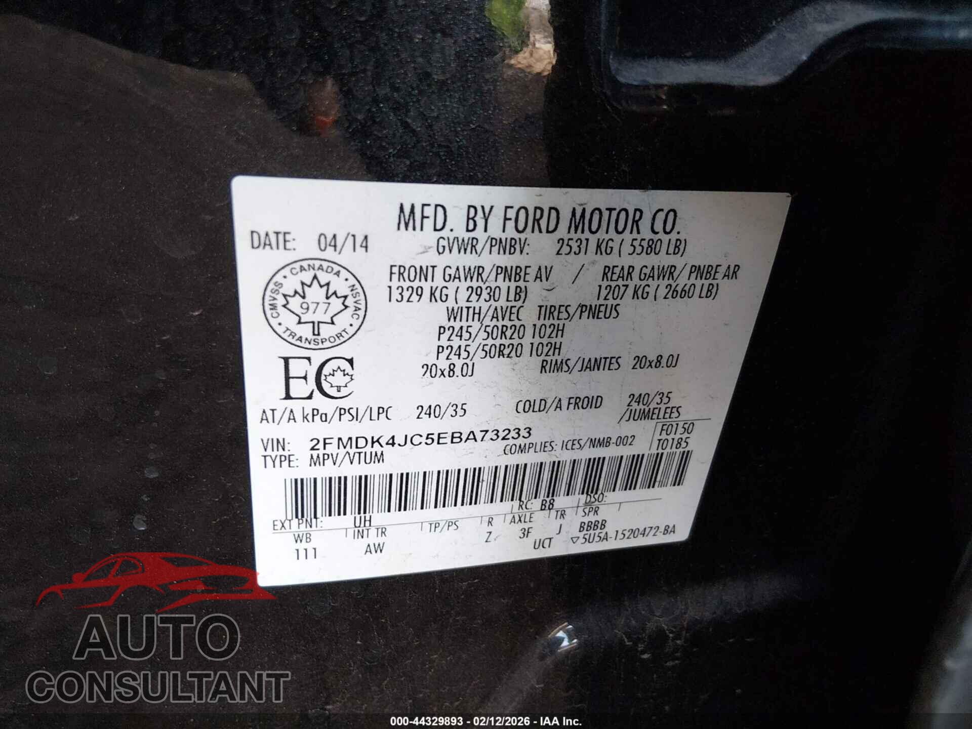 FORD EDGE 2014 - 2FMDK4JC5EBA73233