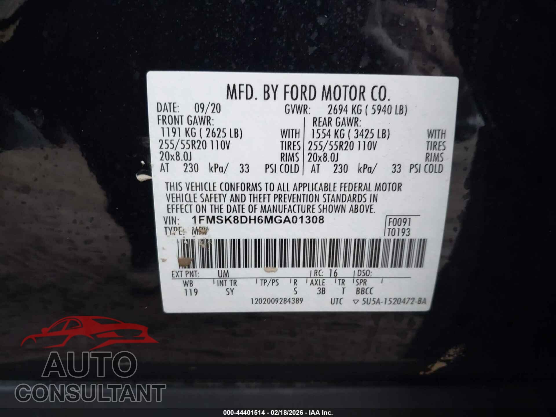 FORD EXPLORER 2021 - 1FMSK8DH6MGA01308