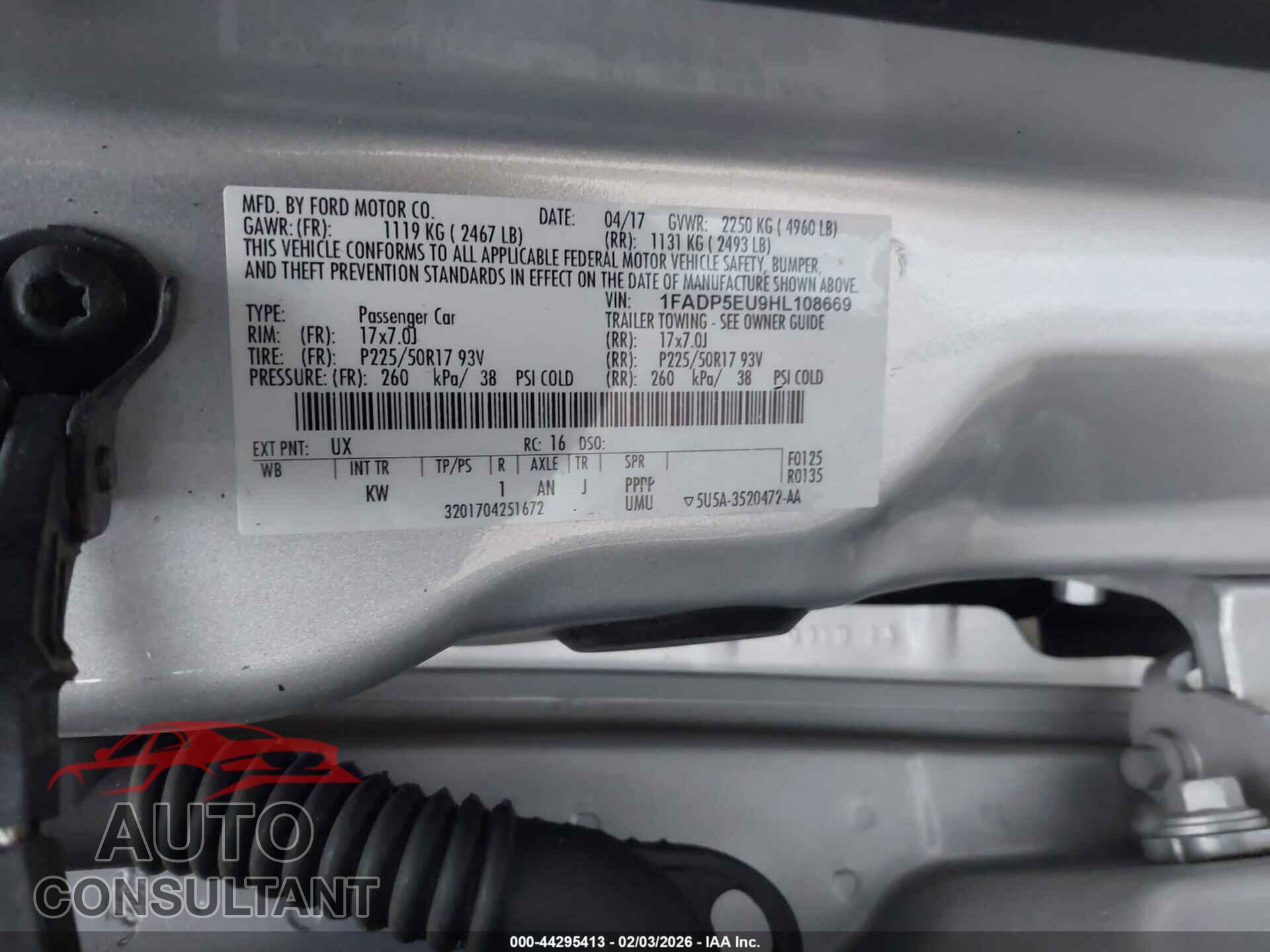 FORD C-MAX ENERGI 2017 - 1FADP5EU9HL108669