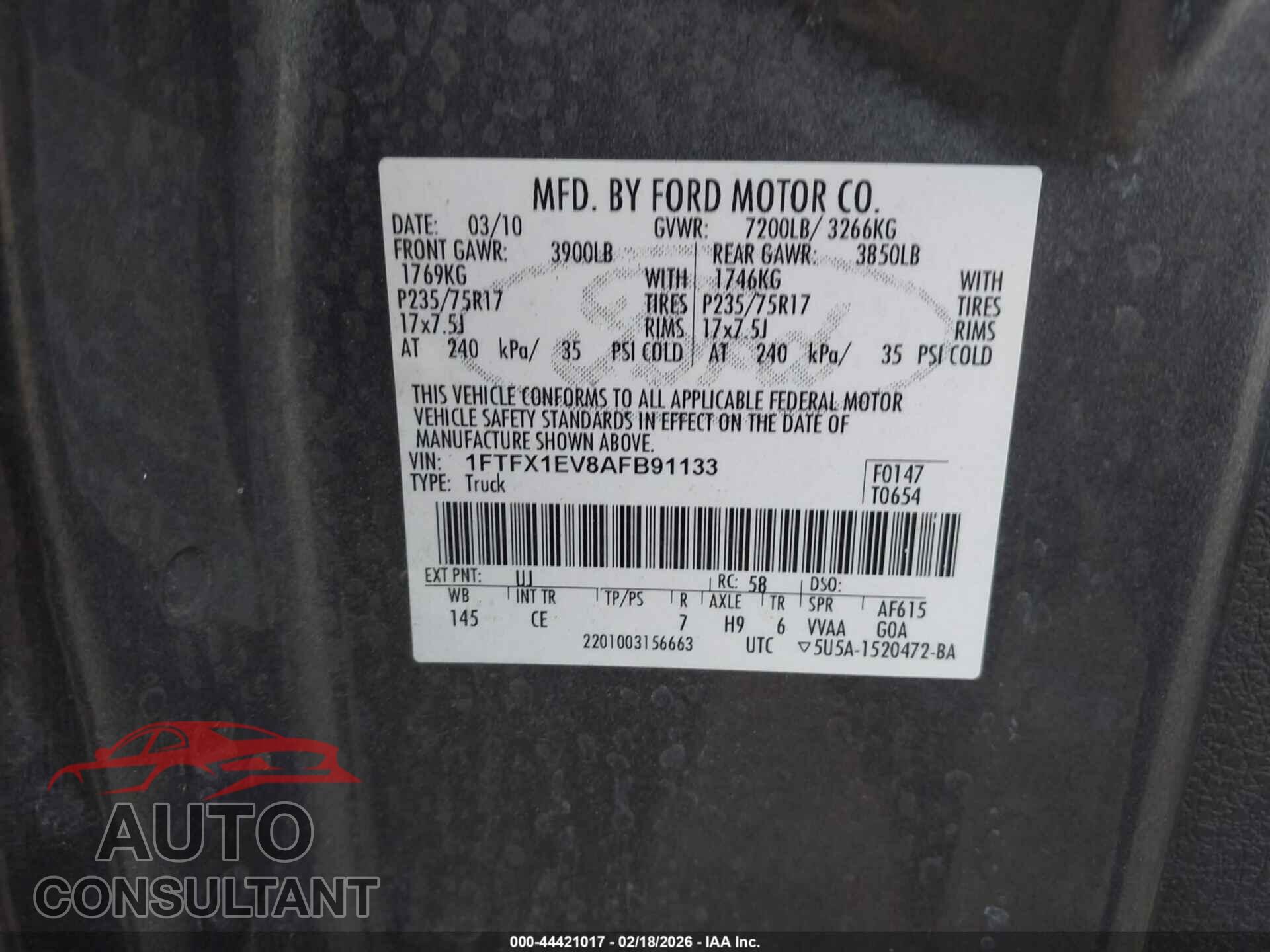 FORD F-150 2010 - 1FTFX1EV8AFB91133