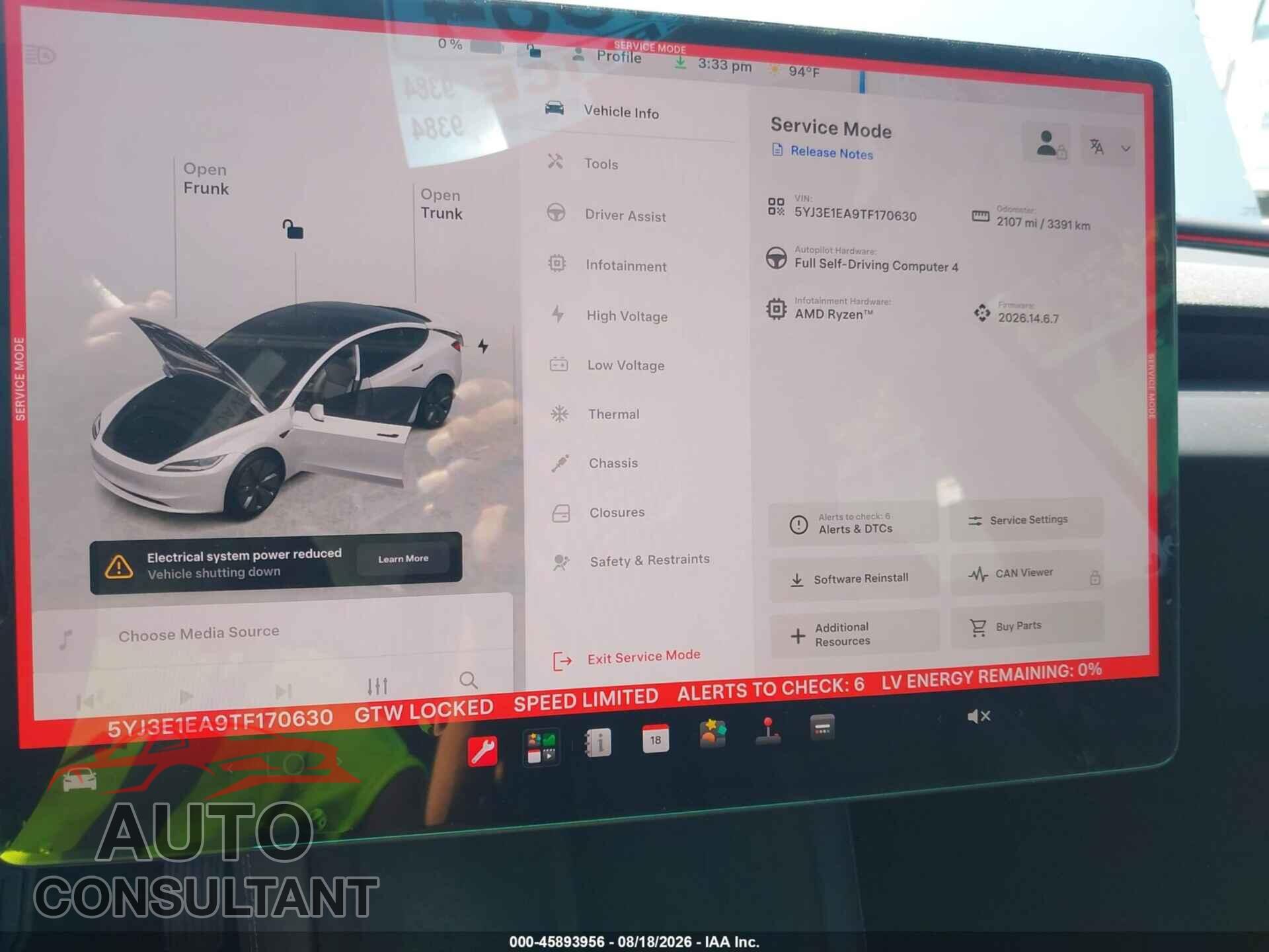 TESLA MODEL 3 2026 - 5YJ3E1EA9TF170630