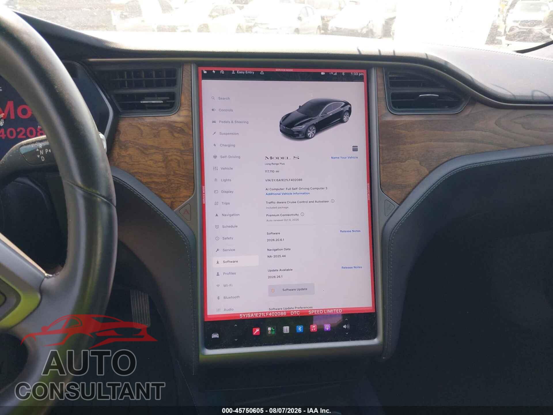 TESLA MODEL S 2020 - 5YJSA1E21LF402086