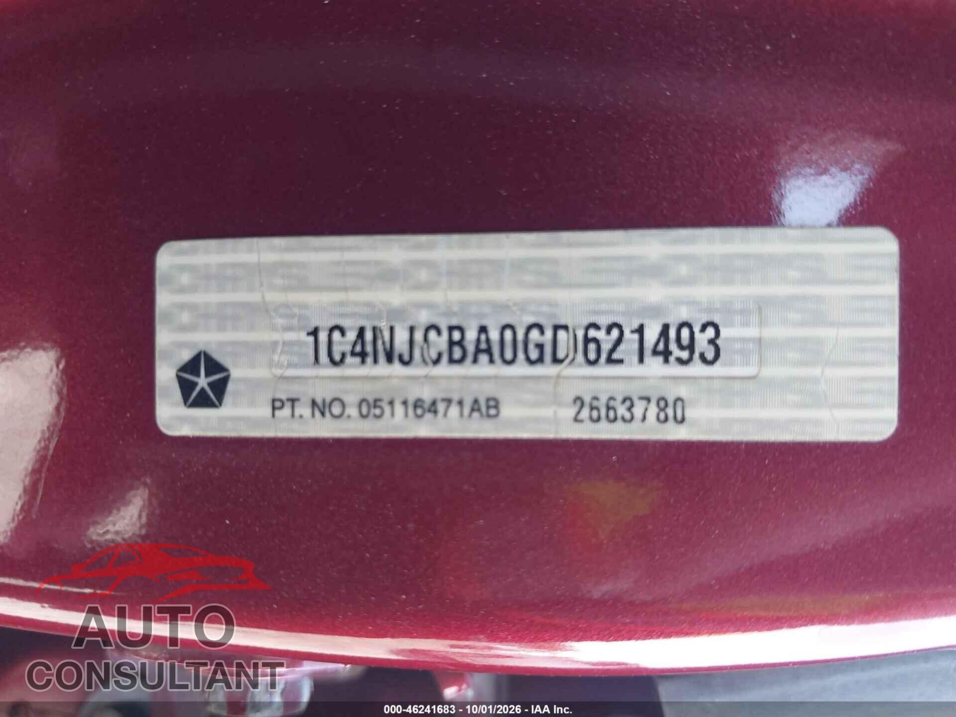 JEEP COMPASS 2016 - 1C4NJCBA0GD621493