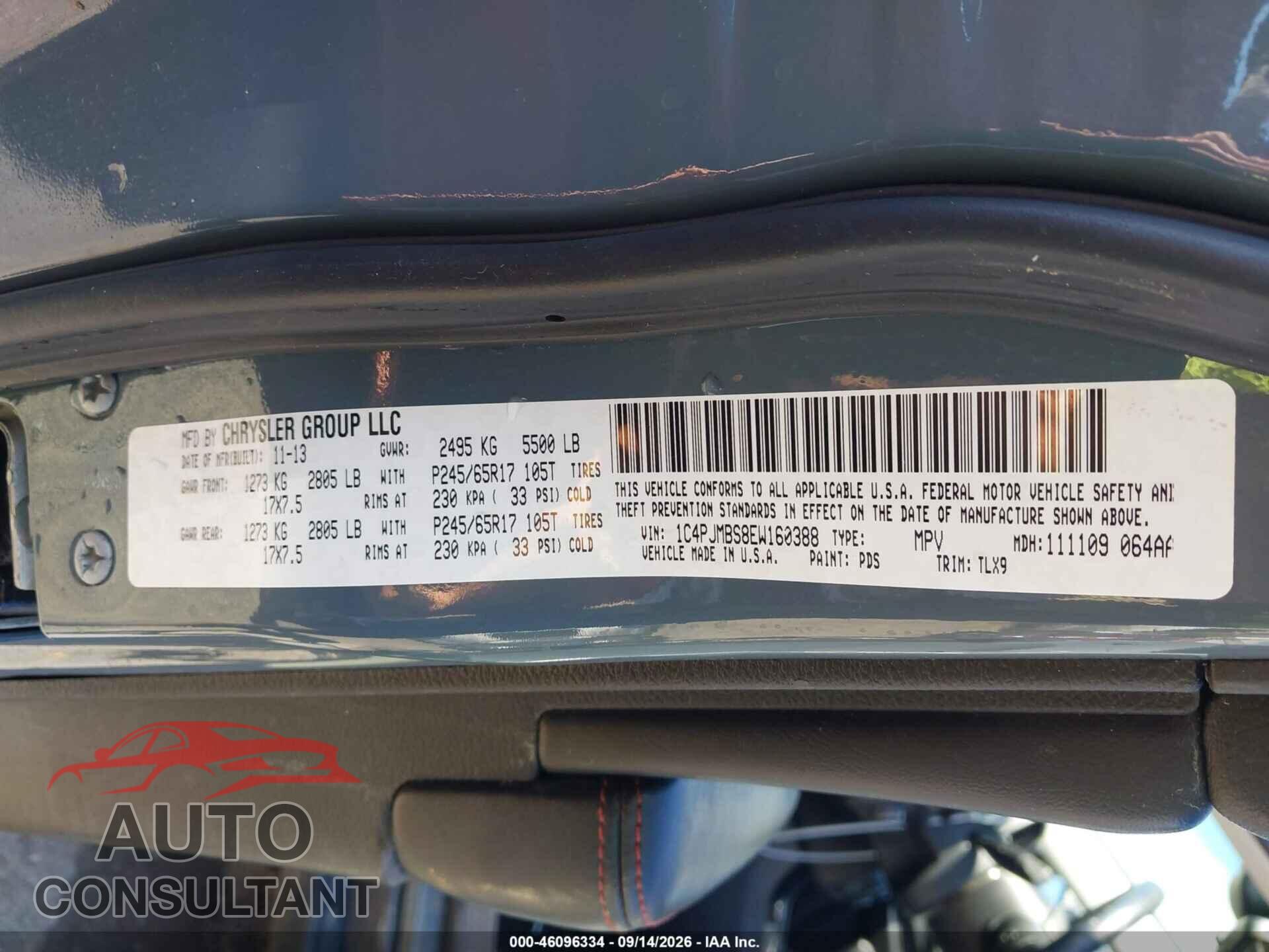 JEEP CHEROKEE 2014 - 1C4PJMBS8EW160388