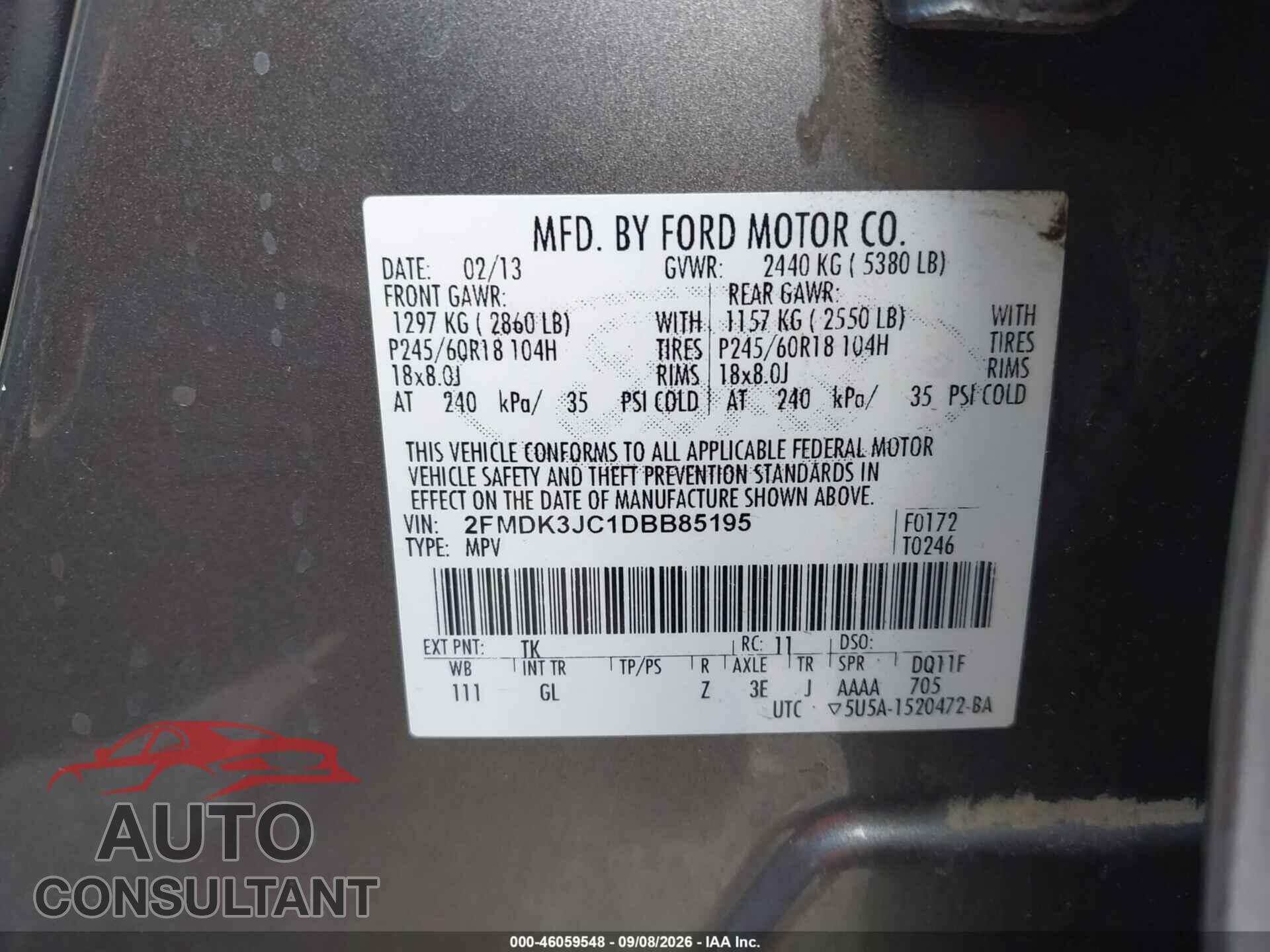 FORD EDGE 2013 - 2FMDK3JC1DBB85195
