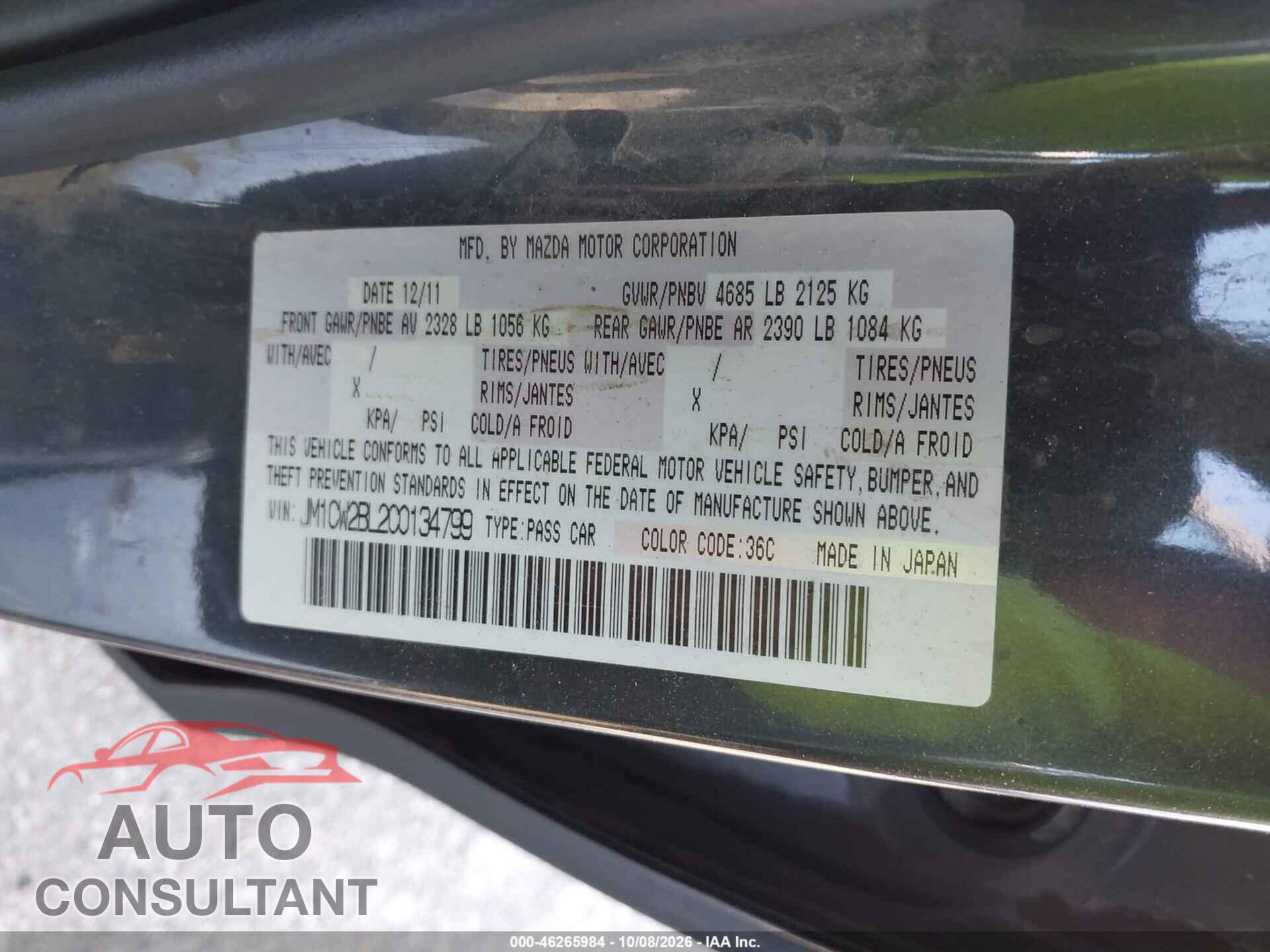 MAZDA MAZDA5 2012 - JM1CW2BL2C0134799