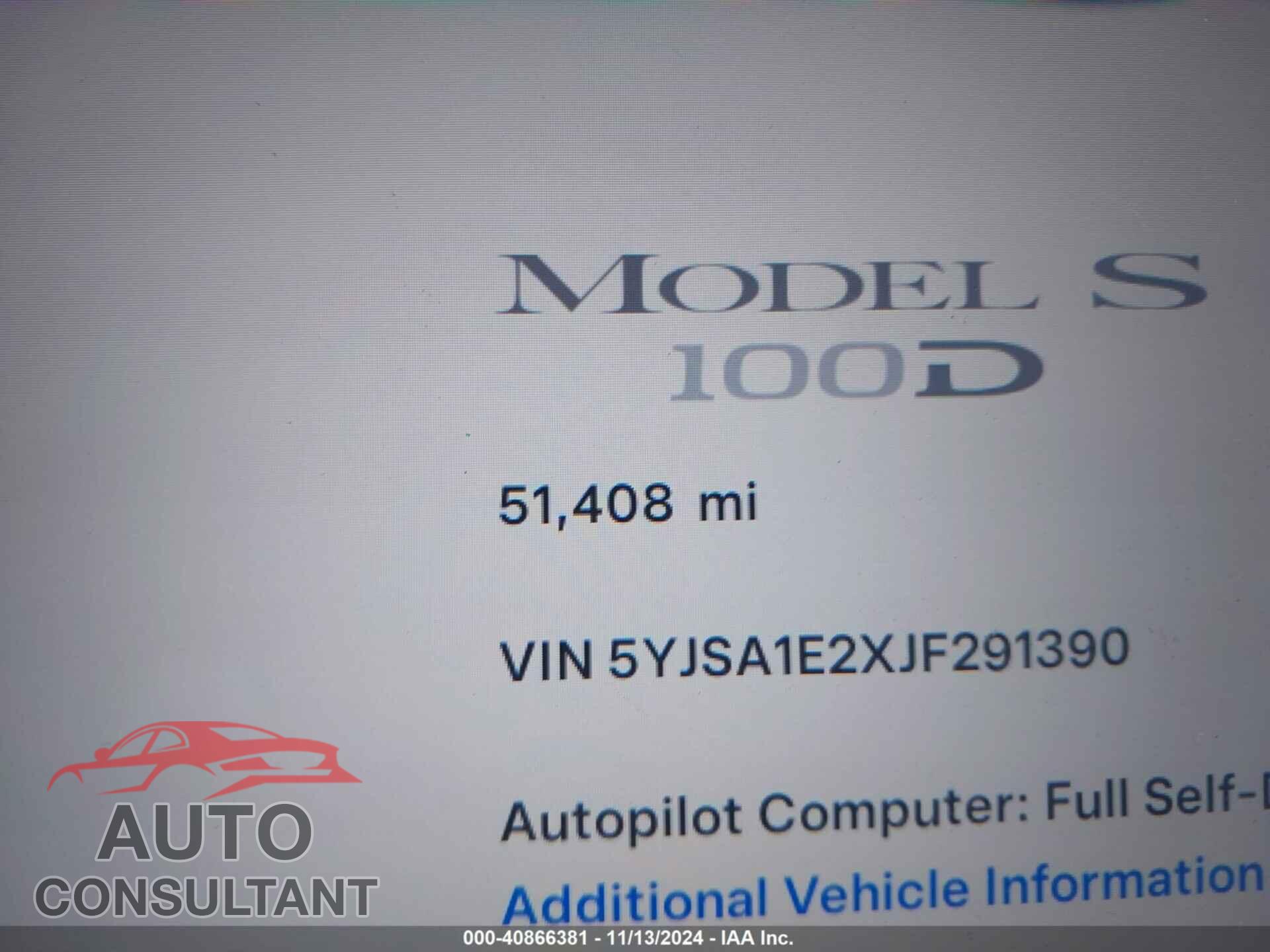 TESLA MODEL S 2018 - 5YJSA1E2XJF291390
