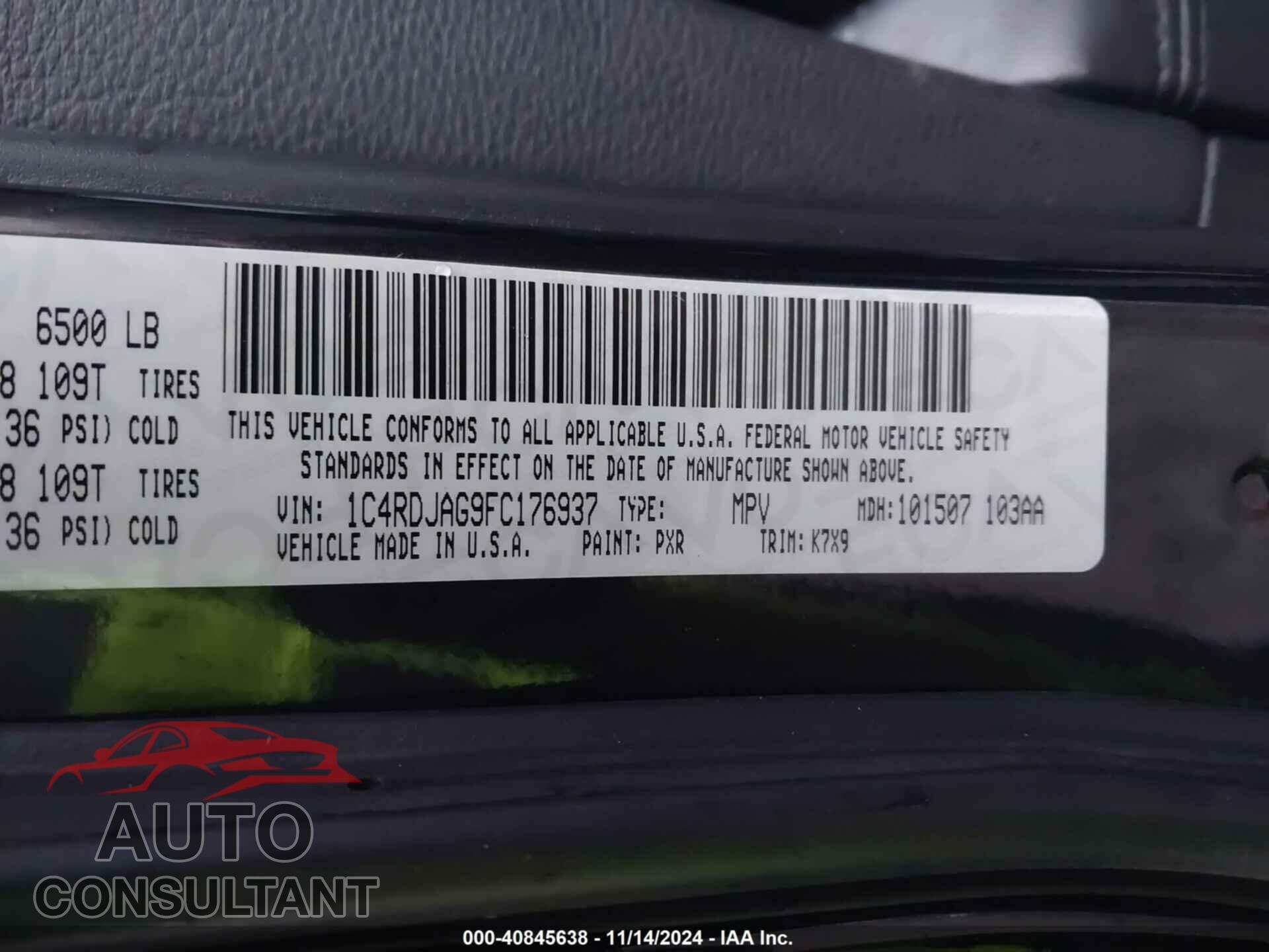 DODGE DURANGO 2015 - 1C4RDJAG9FC176937