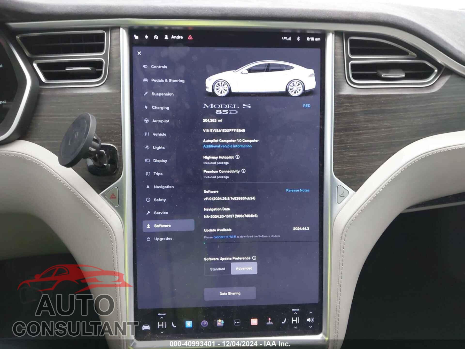 TESLA MODEL S 2015 - 5YJSA1E2XFF115849