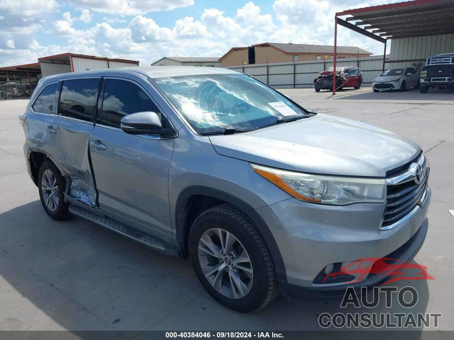 TOYOTA HIGHLANDER 2016 - 5TDZKRFH2GS141243