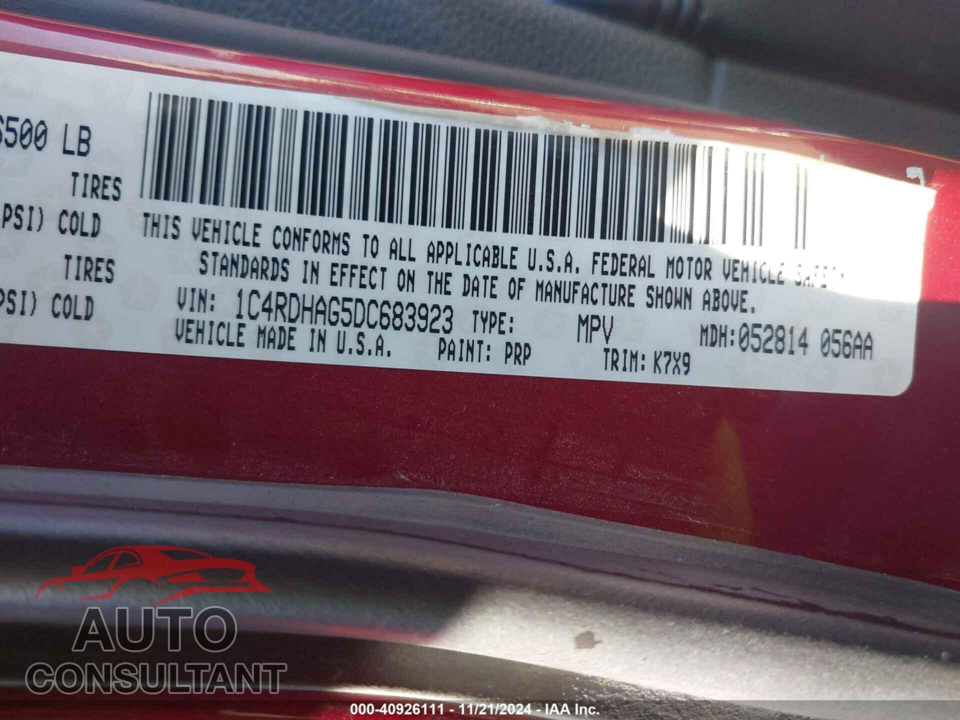 DODGE DURANGO 2013 - 1C4RDHAG5DC683923