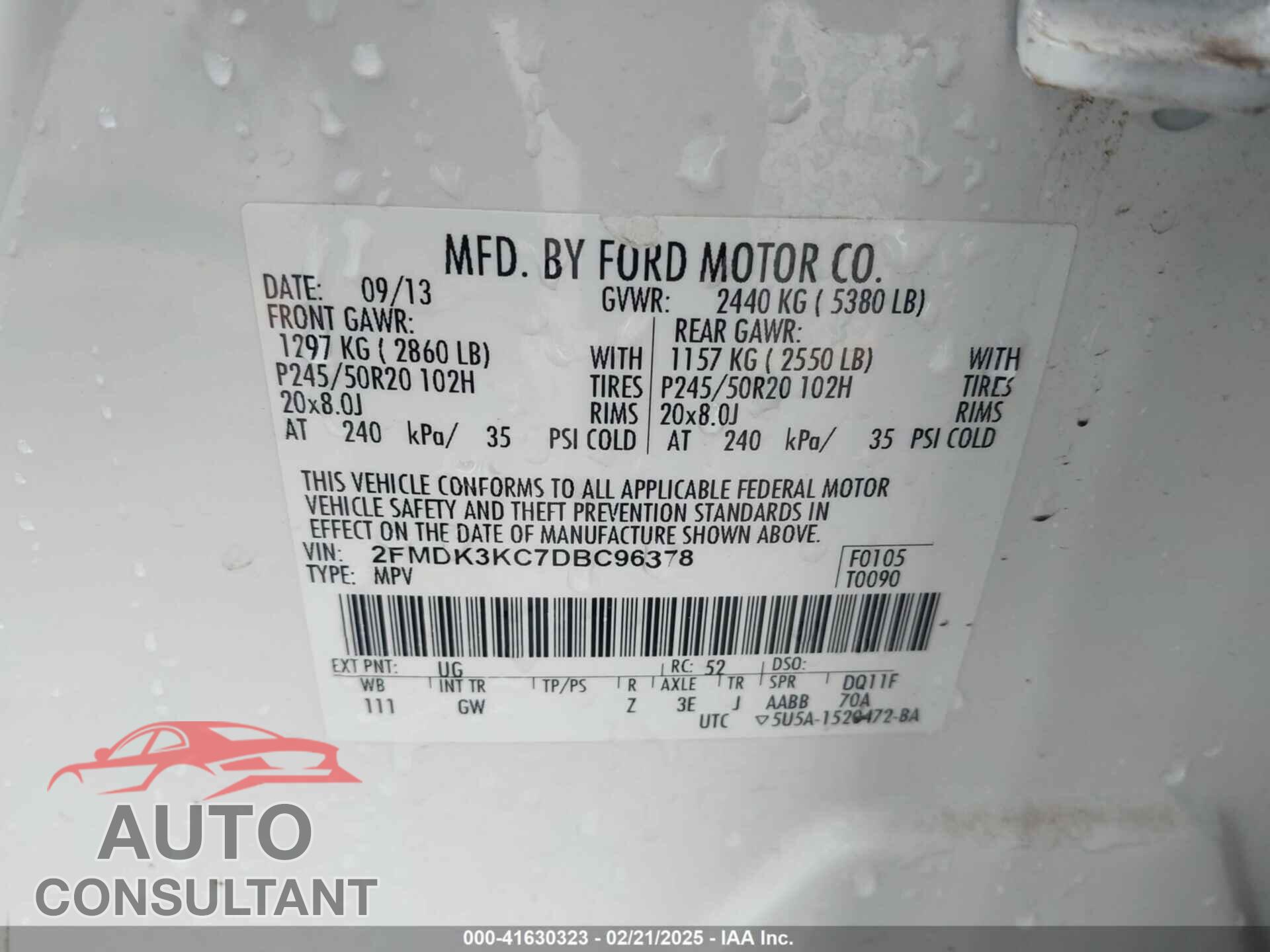 FORD EDGE 2013 - 2FMDK3KC7DBC96378