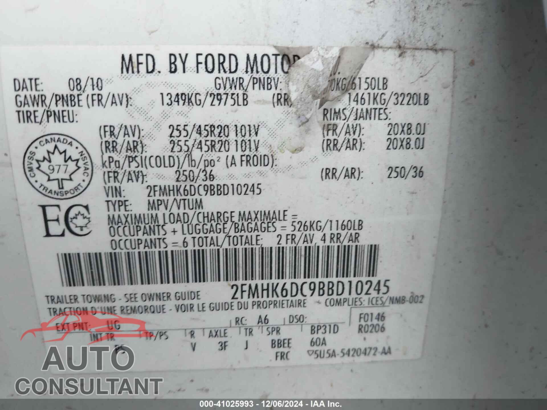 FORD FLEX 2011 - 2FMHK6DC9BBD10245