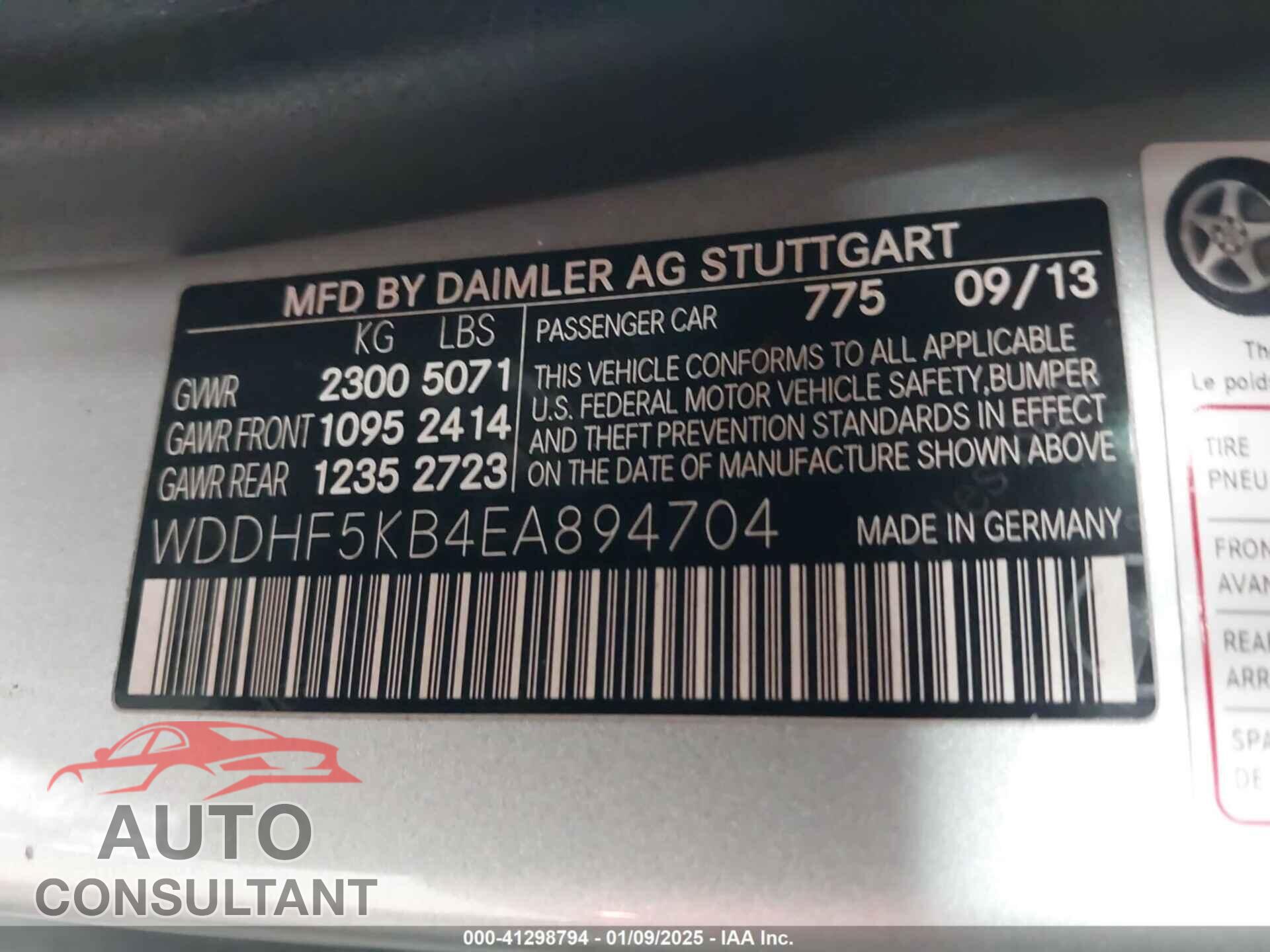 MERCEDES-BENZ E 350 2014 - WDDHF5KB4EA894704