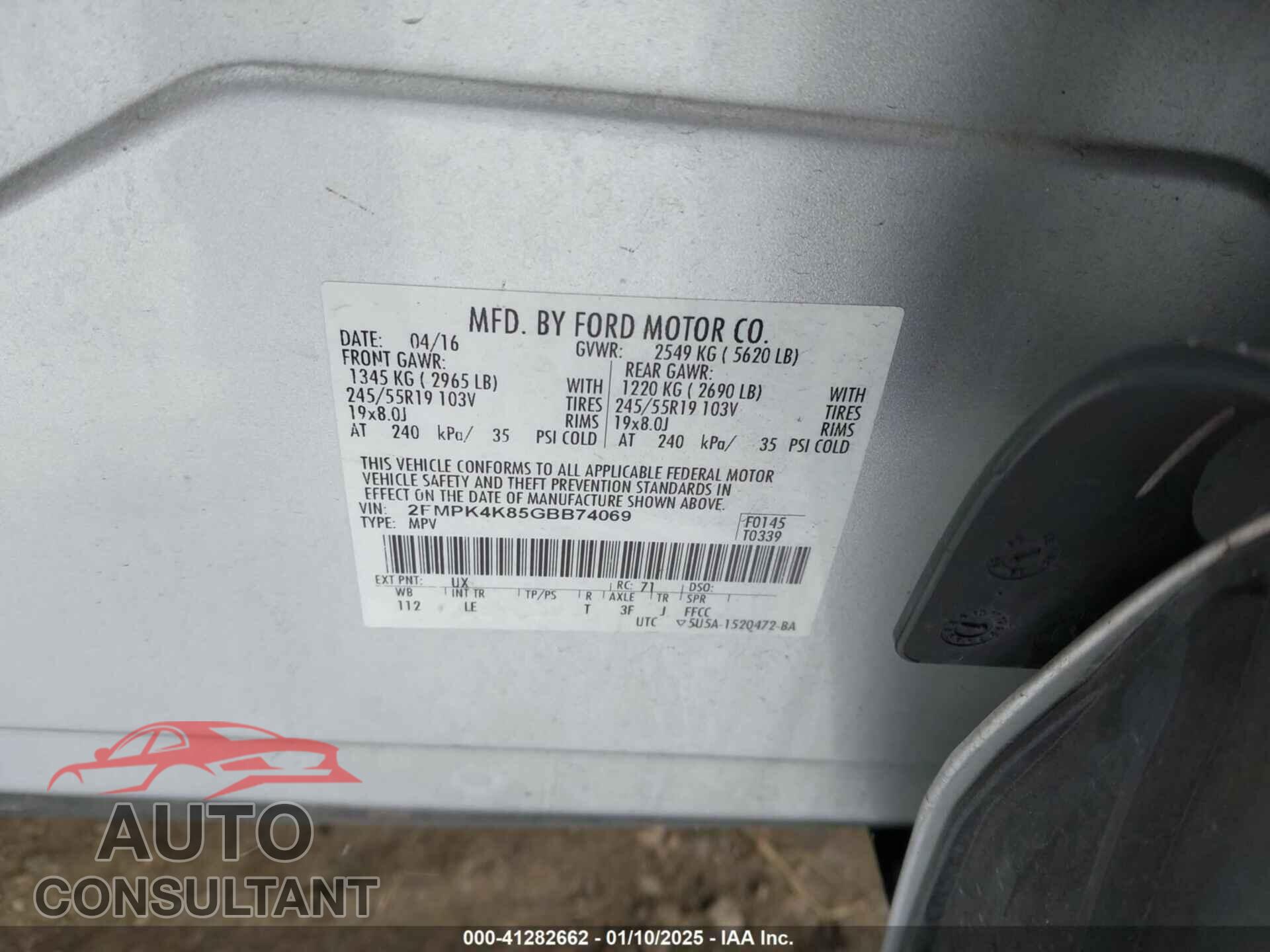 FORD EDGE 2016 - 2FMPK4K85GBB74069